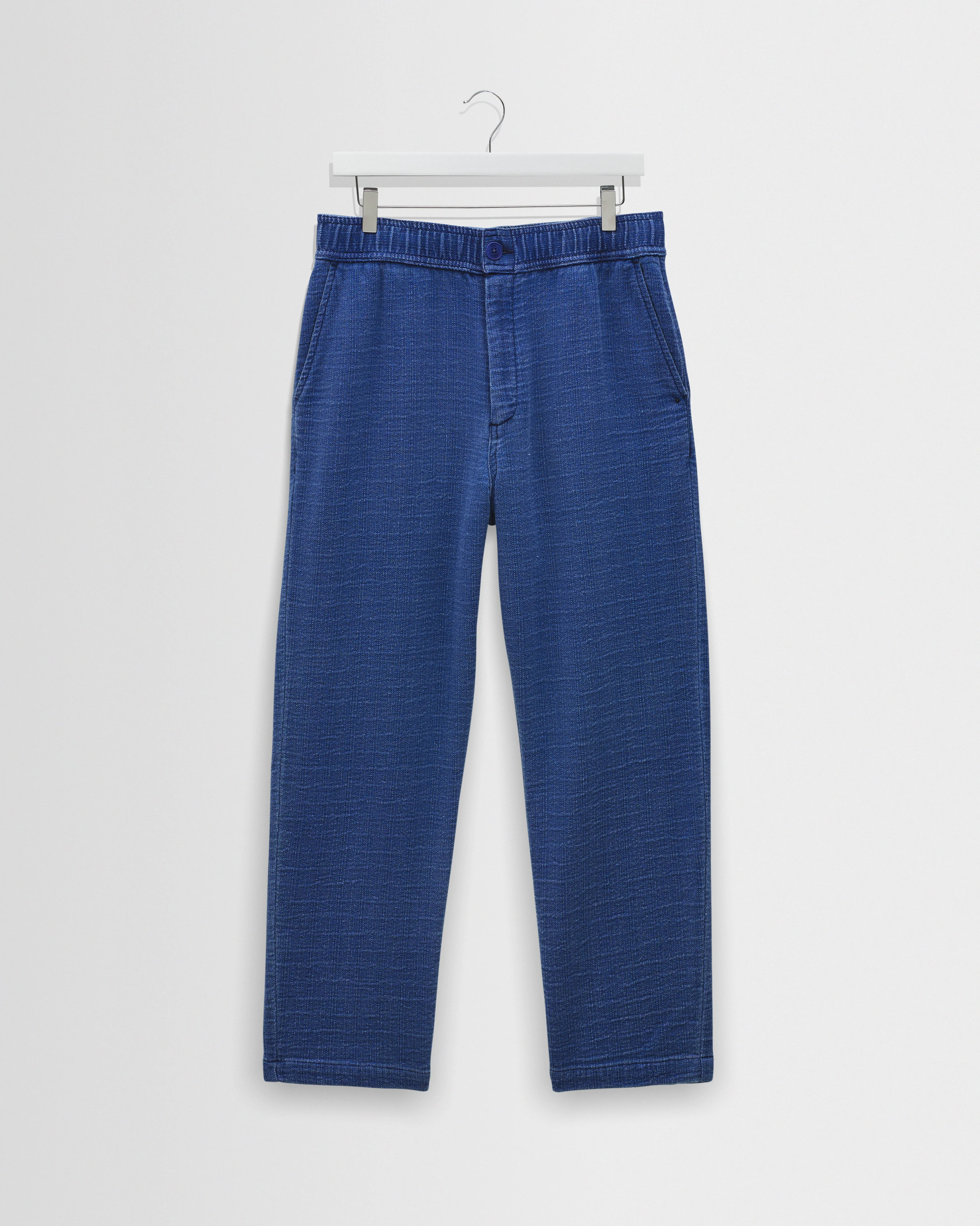 Kurt - Indigo Textured Organic Dobby Cotton Relaxed Fit Trousers - 1