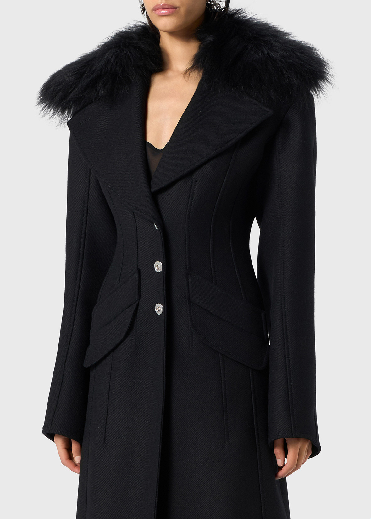 WOOL COAT WITH FUR - 5