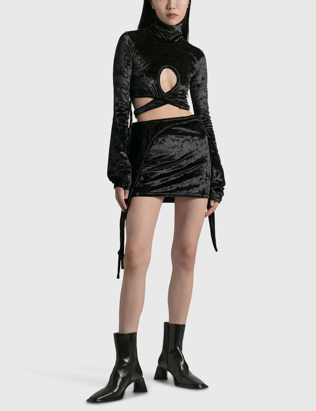 VELVET WRAP LOOP TOP - 4