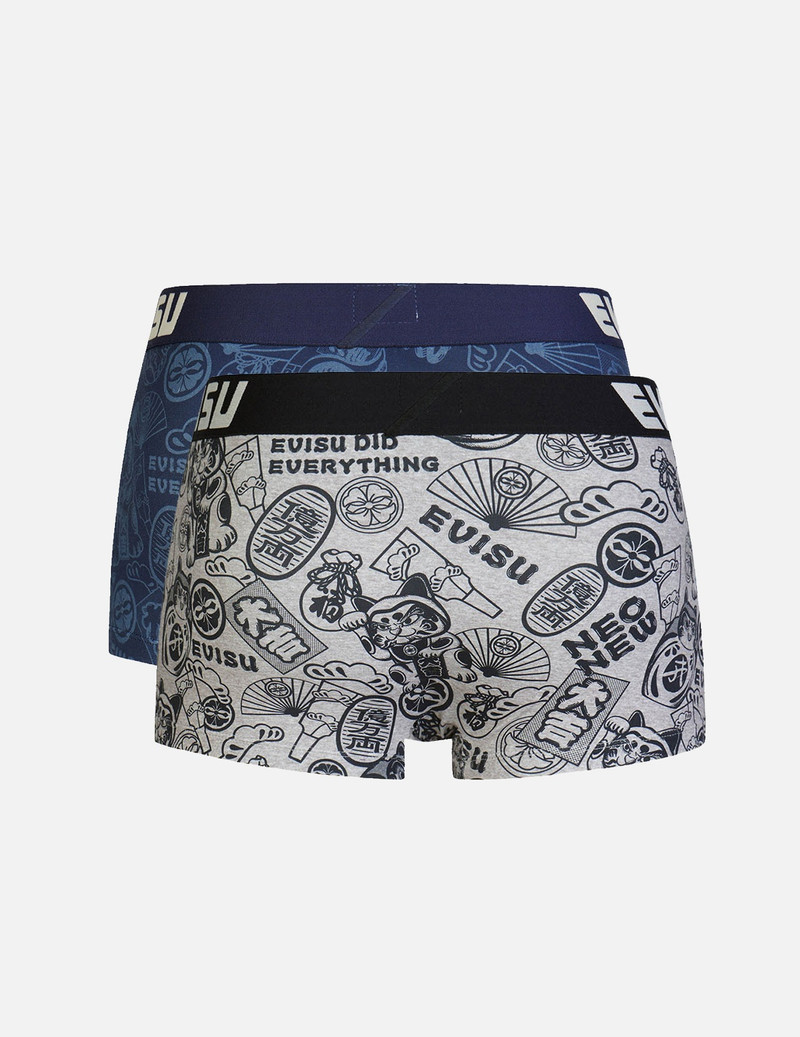 EVISU TWO-PACK ALLOVER EVISU SQUAD PRINT TRUNKS outlook
