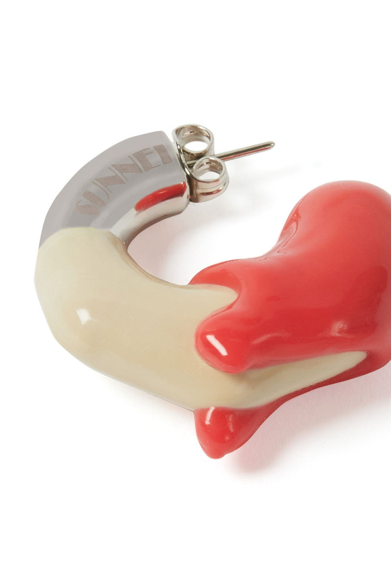 SUNNEI SMALL RUBBERIZED EARRINGS SILVER / beige & coral outlook