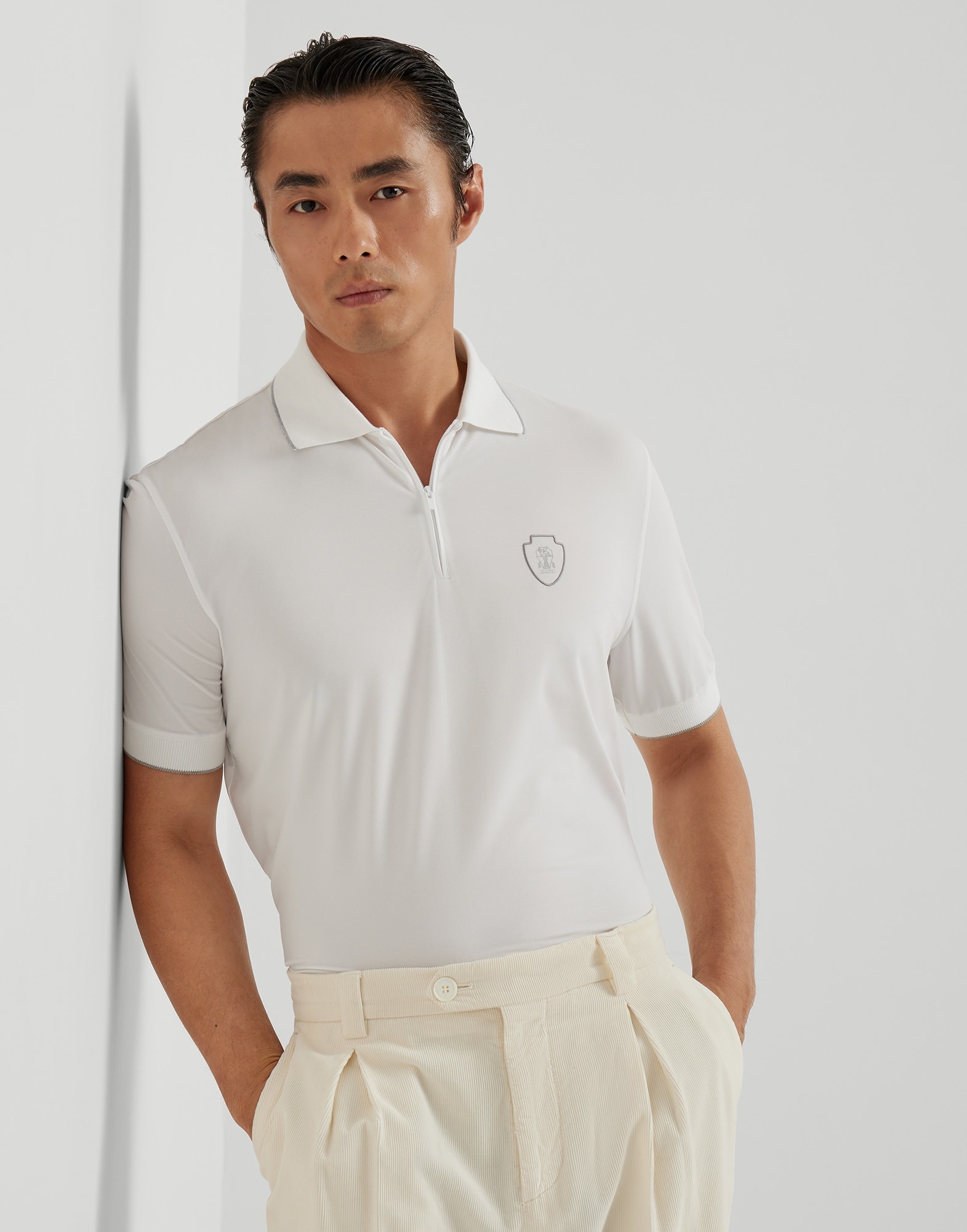 Techno piqué polo shirt with half zip - 4