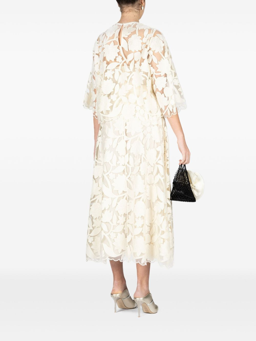 tulle embroidered midi skirt - 4