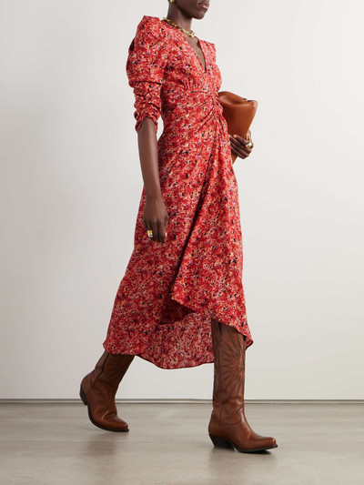 Isabel Marant Albini gathered printed silk-blend midi dress outlook