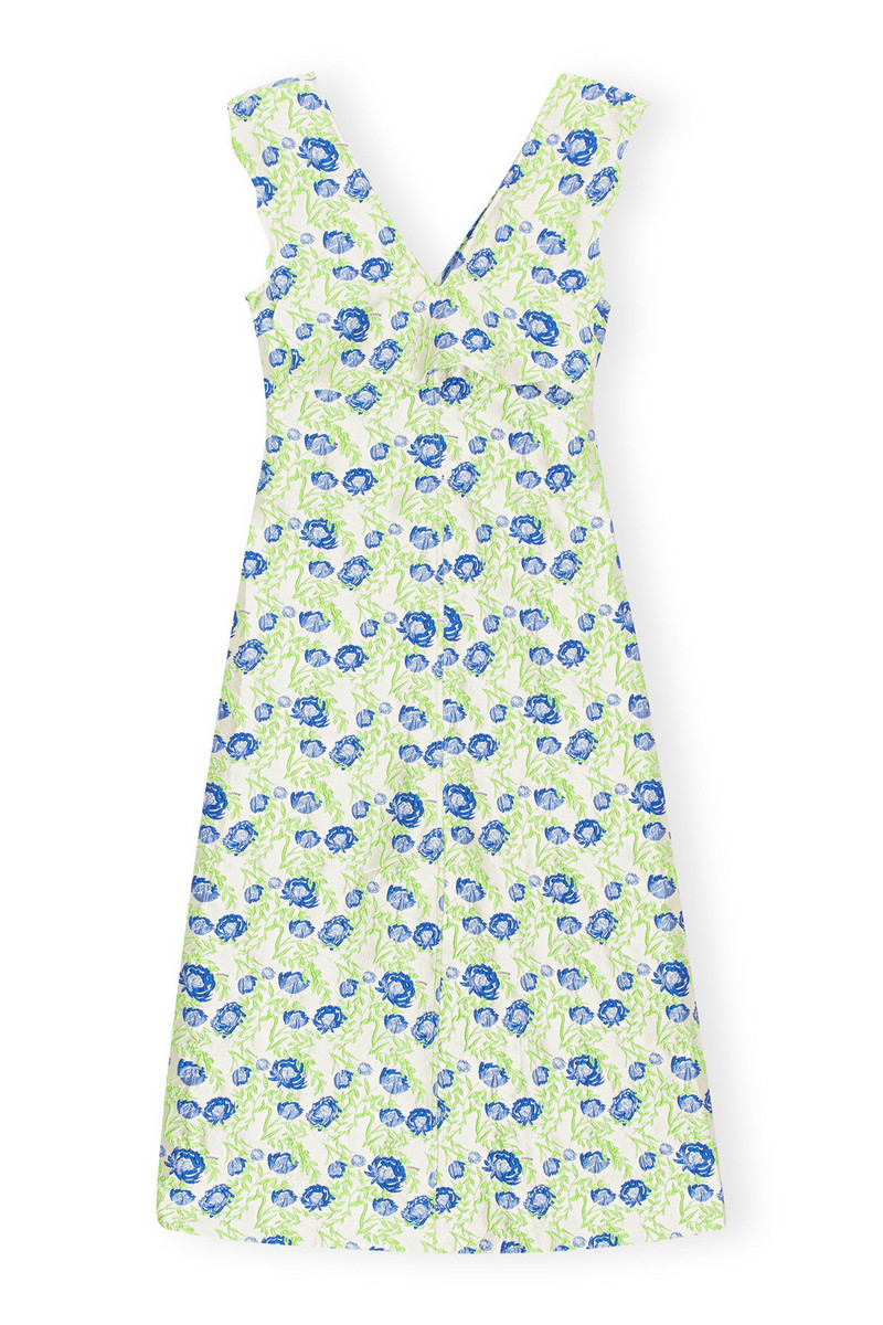 3D JACQUARD RHYTHM COLLAR LONG DRESS - 1