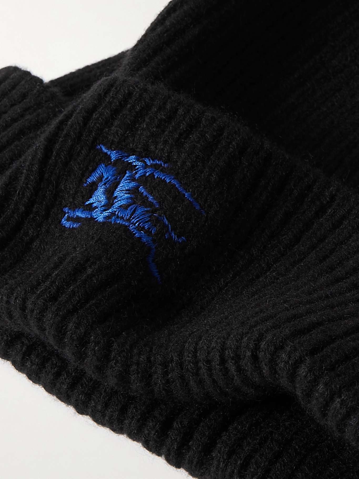 Embroidered ribbed cashmere beanie - 3