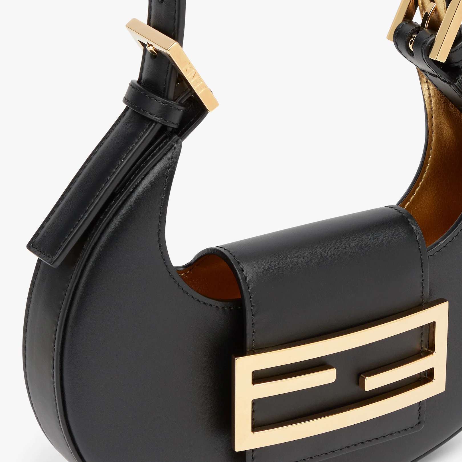 Fendi Cookie mini hobo bag made of black leather decorated with an FF clasp Lined internal compartme - 5