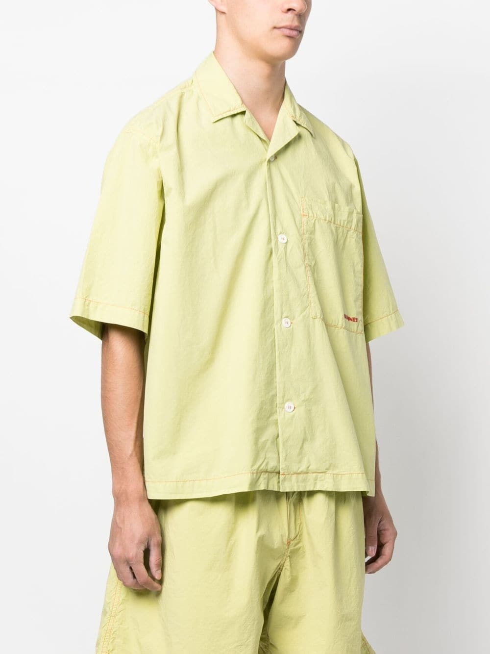 logo-print crinkled shirt - 3