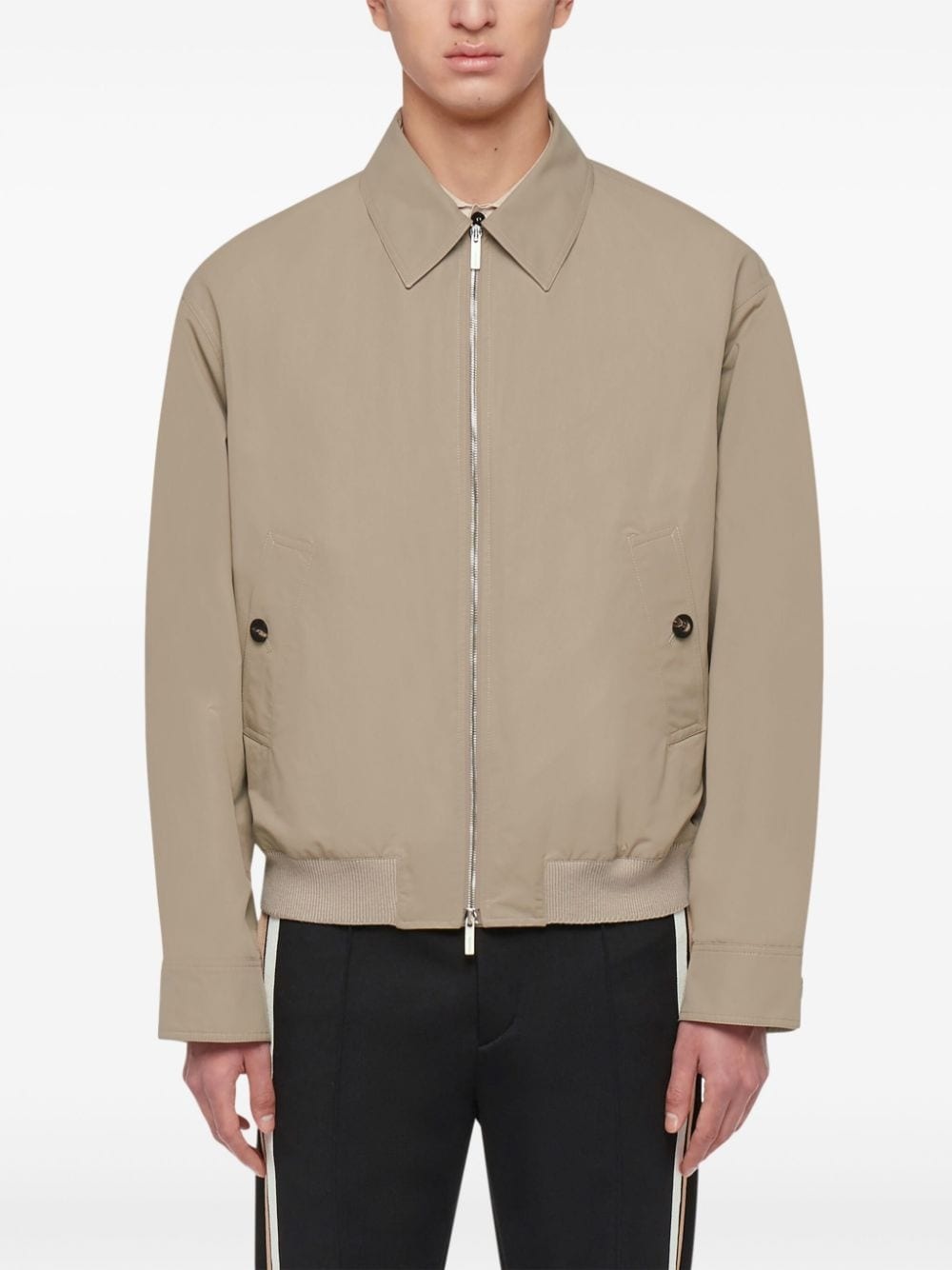 logo-engraved cotton jacket - 3