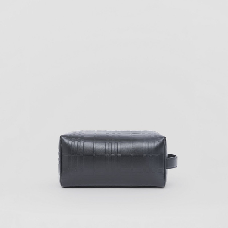 Embossed Check Leather Travel Pouch 10