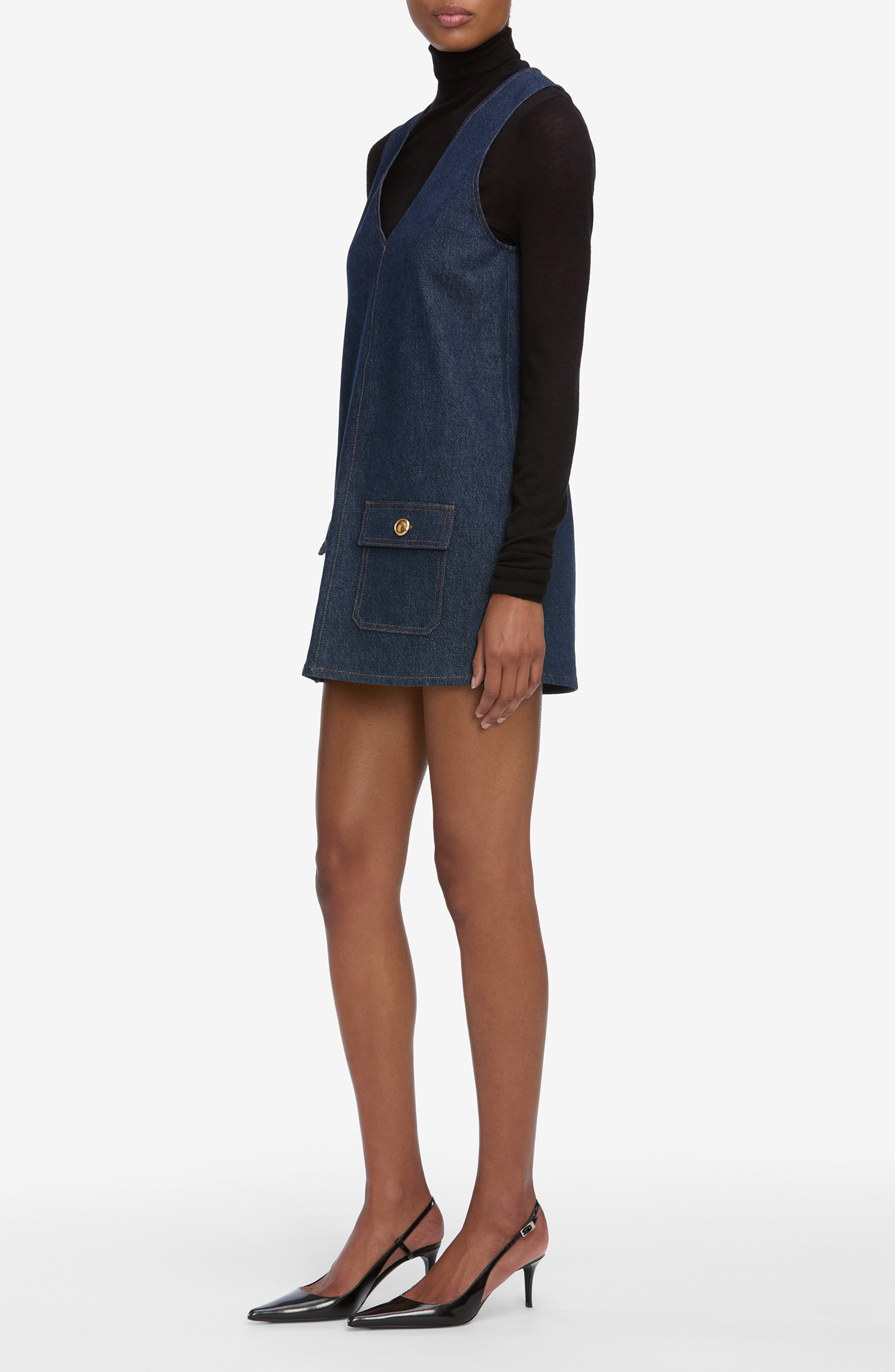FRAME The Pinafore Denim Minidress in Alchemy at Nordstrom - 3