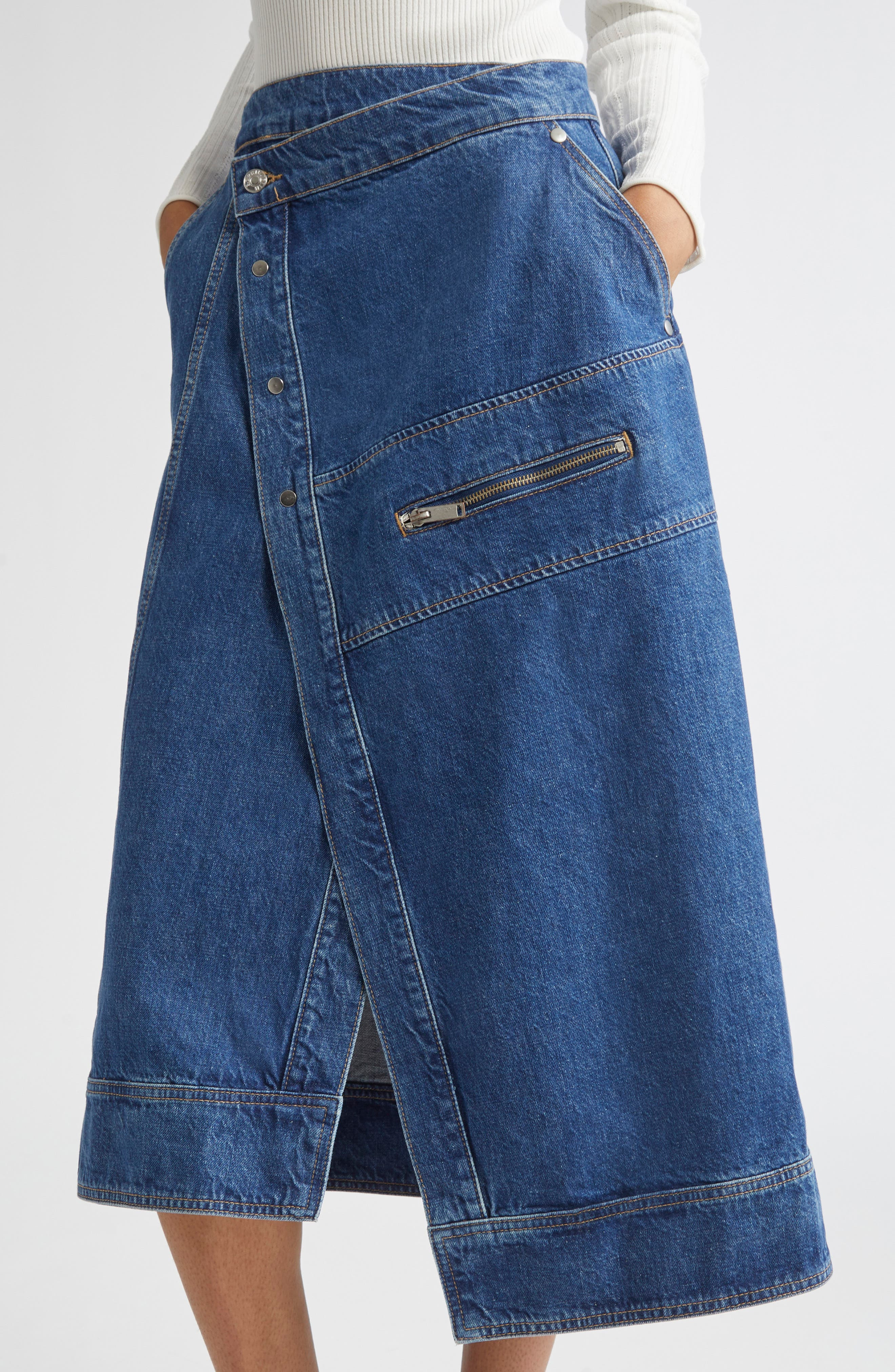 3.1 Phillip Lim Asymmetric Denim Wrap Skirt in Indigo at Nordstrom - 5