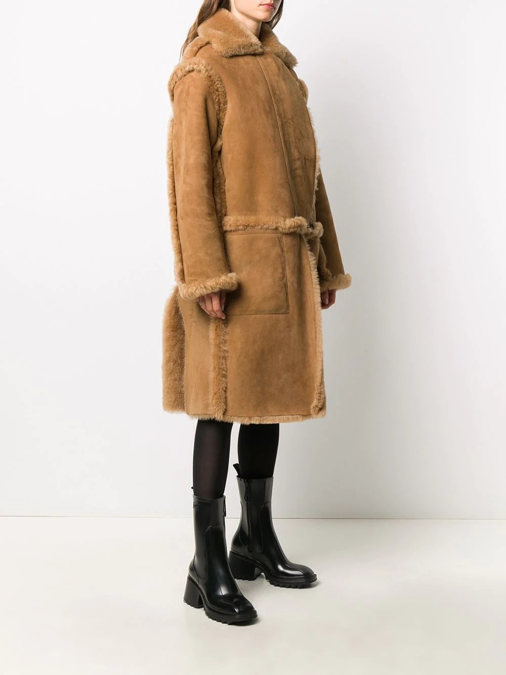 oversized shearling coat - 3