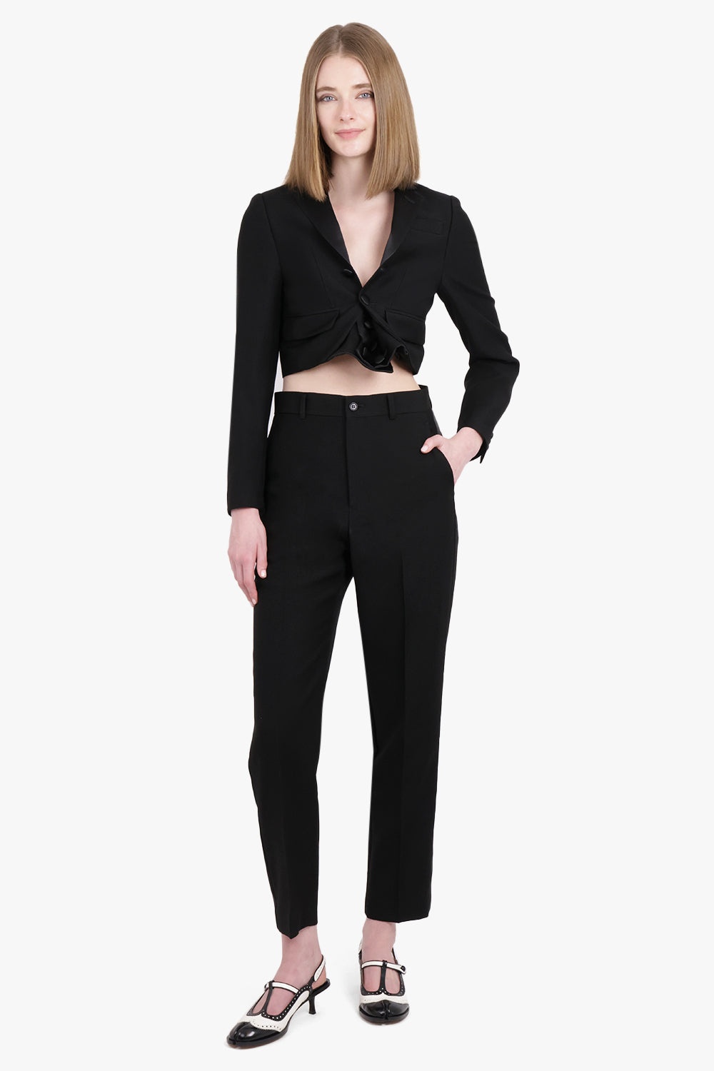 SINGLE BREASTED CROPPED JACKET | BLACK - 5