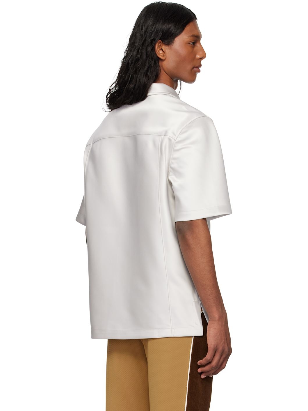 Gray Short Sleeve Satin Shirt - 3
