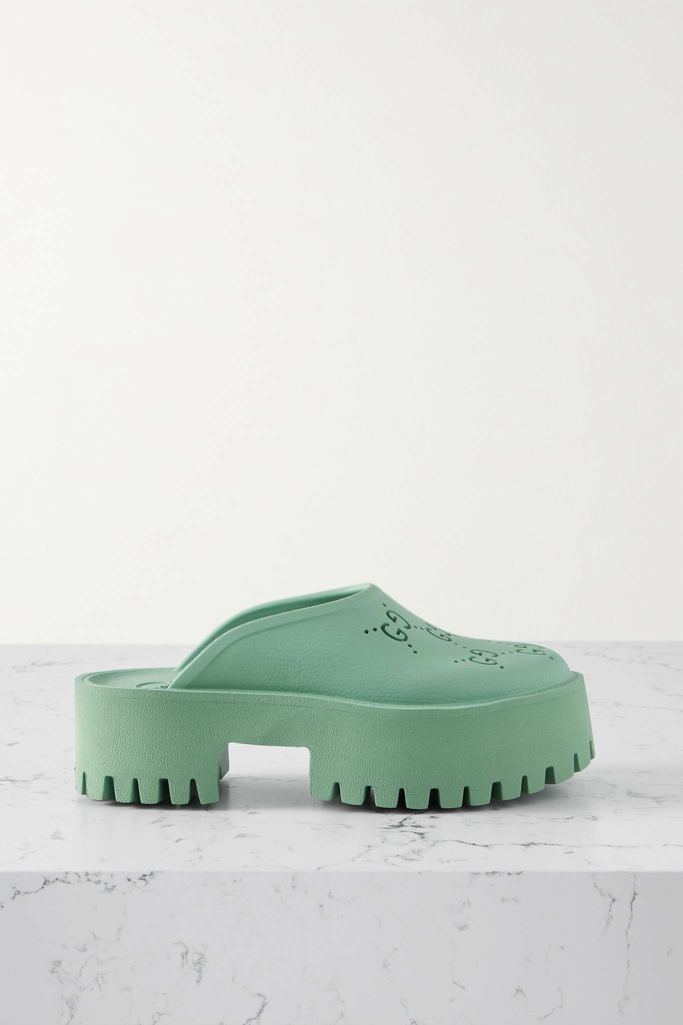 Elea perforated rubber platform mules - 1