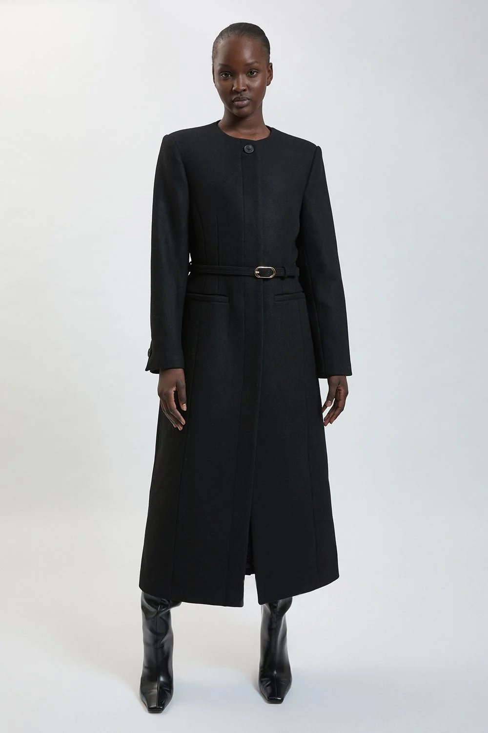 Wool Blend Belted Midi Coat - 1