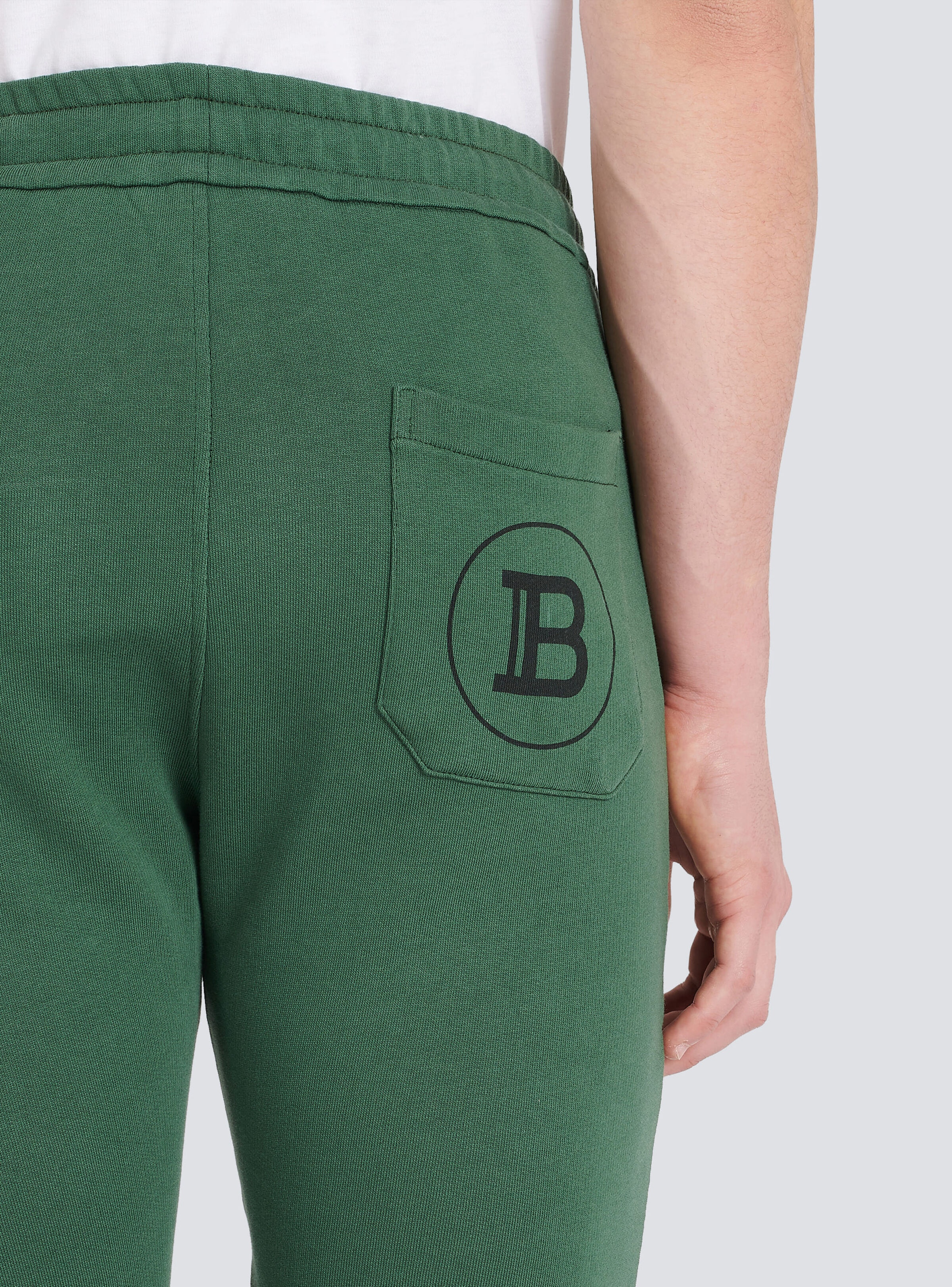 Cotton sweatpants with flocked Balmain Paris logo - 8
