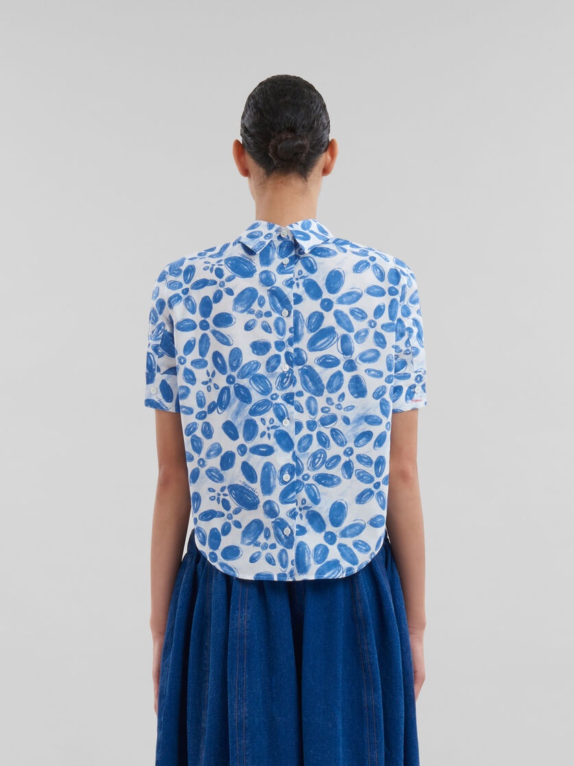 WHITE ORGANIC POPLIN BACKWARDS SHIRT WITH BLOOMING PRINT - 3