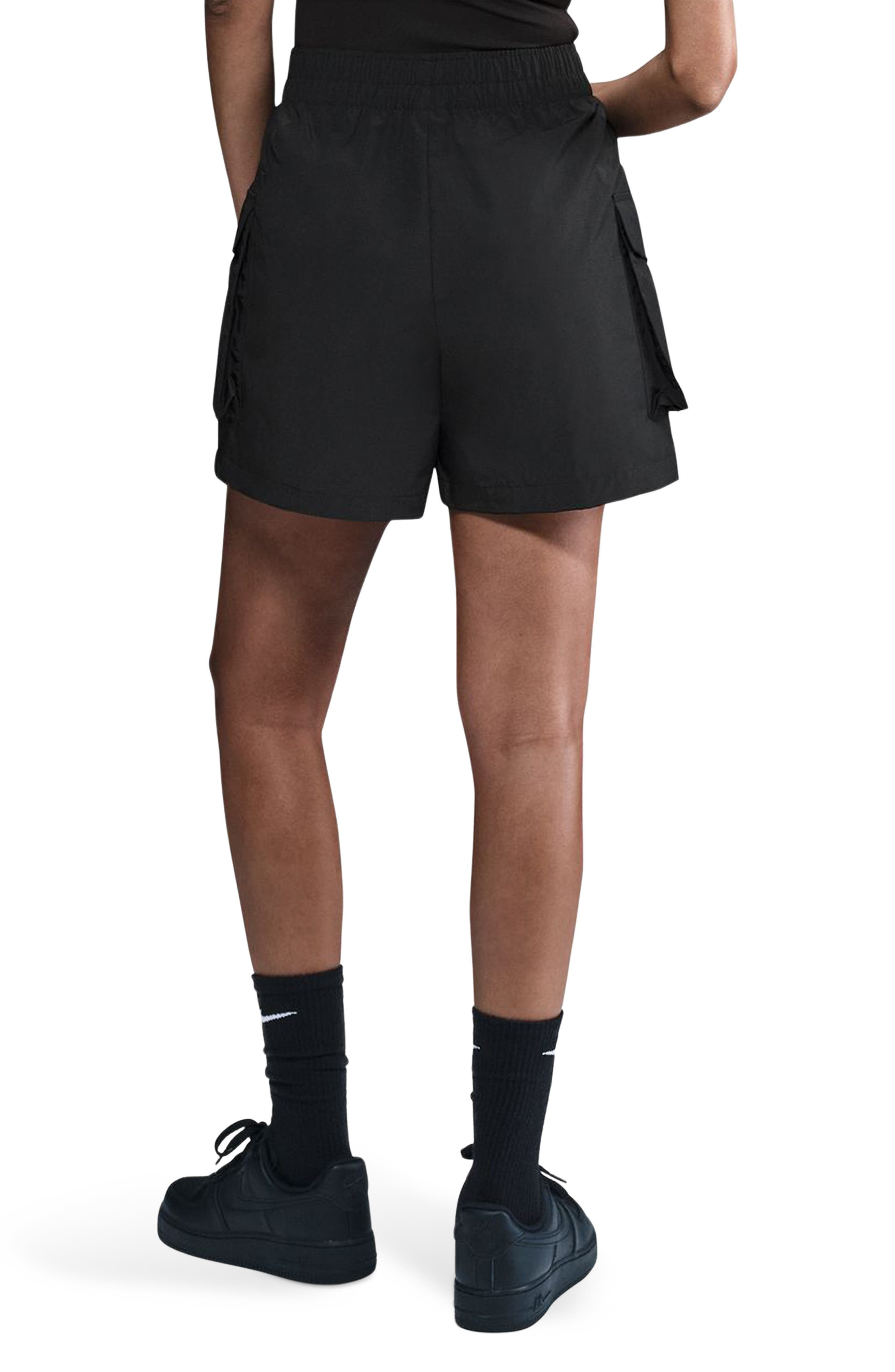 Nike Sportswear Essential Woven High Waist 5-Inch Cargo Shorts in Black/White at Nordstrom - 2