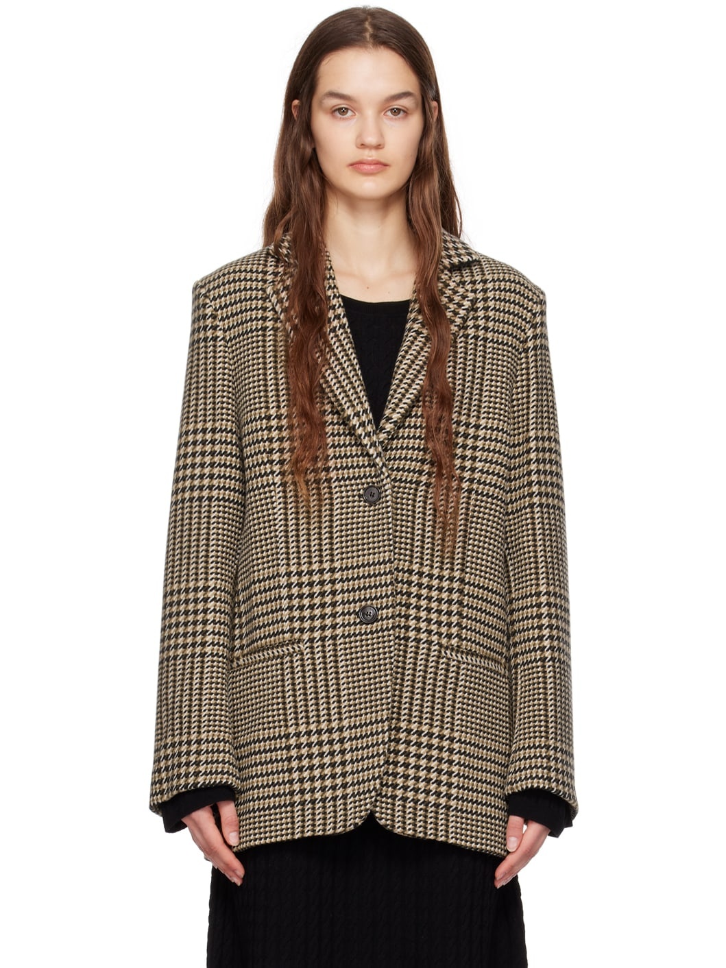 Brown Longline Wool Blazer - 1