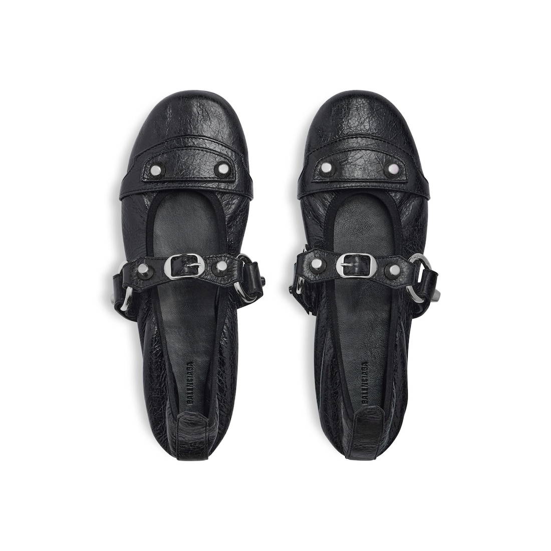 BALENCIAGA★City Ballerina Black Arena Lambskin BALENCIAGA Women's City Ballerina in Black/silver | REVERSIBLE