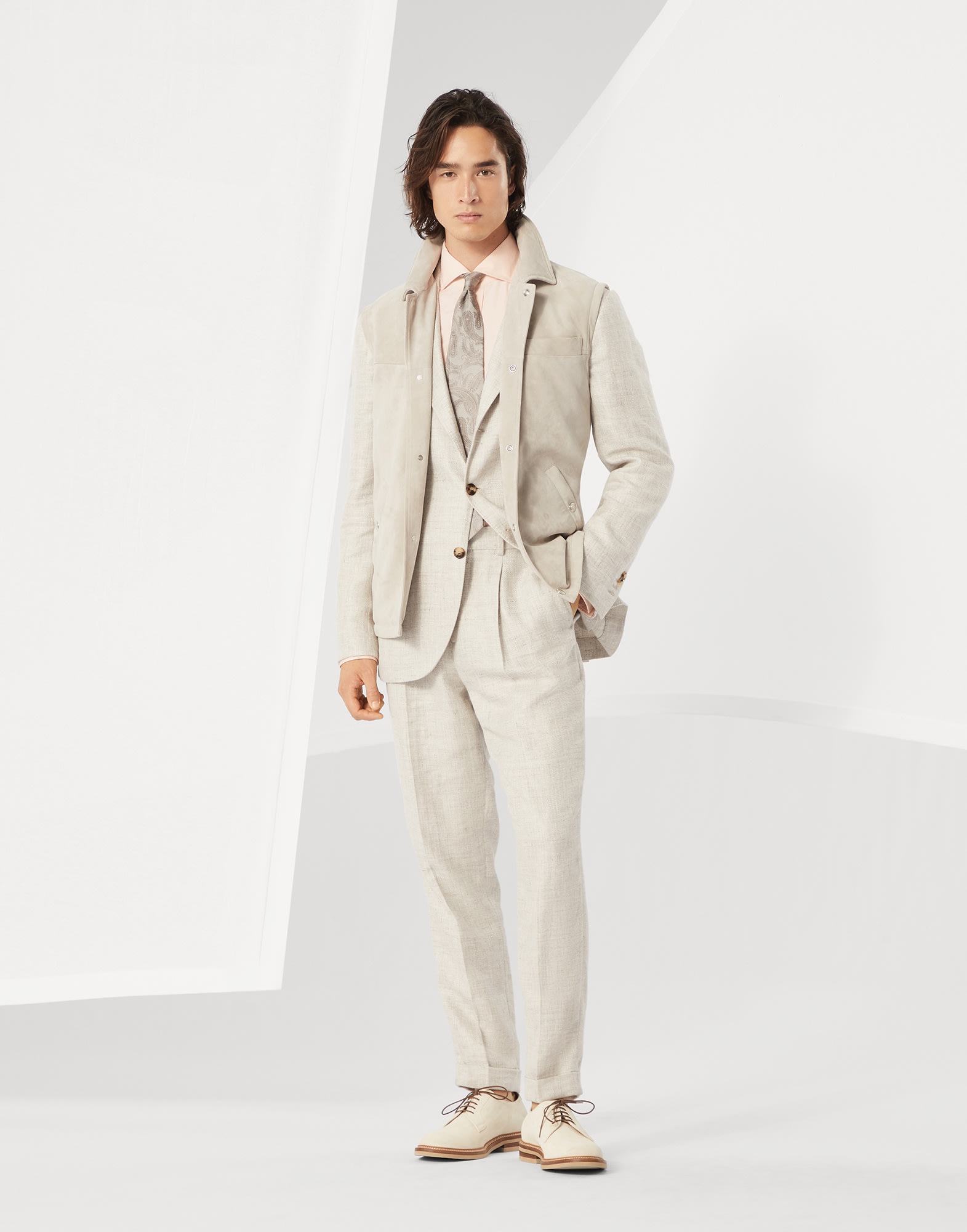Poplin slim fit shirt with spread collar - 5