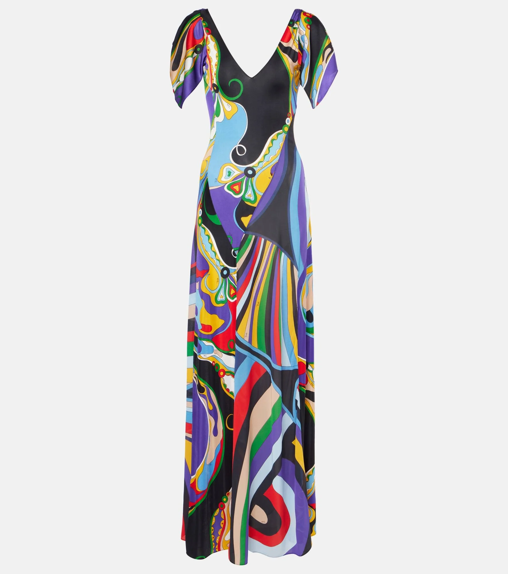 Orchidee and Iride-print maxi dress - 1