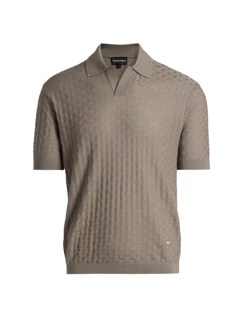 Men's Tonal Basketweave Wool Sweater - Tan 1