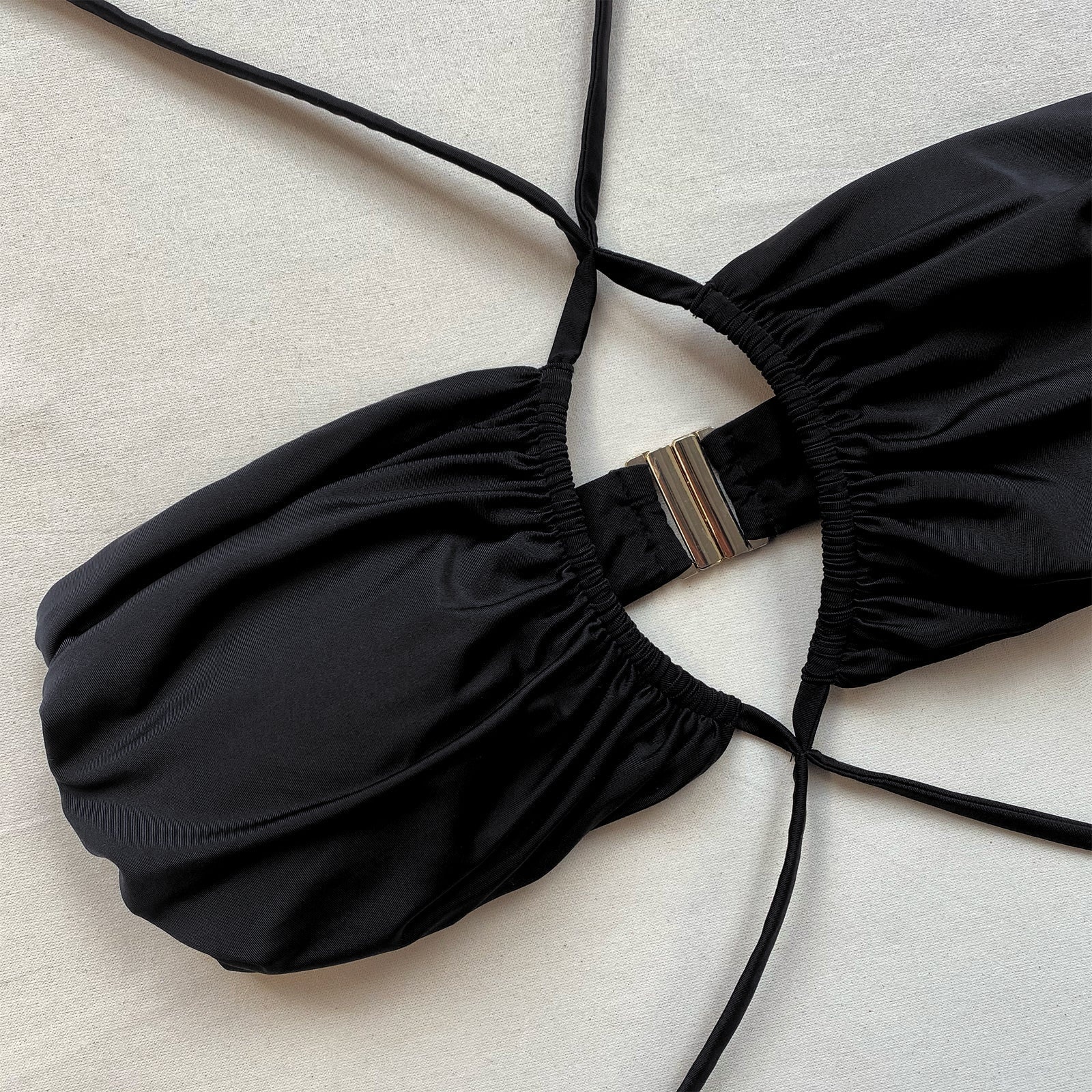 Black Mesh Strappy Bikini Top - 4