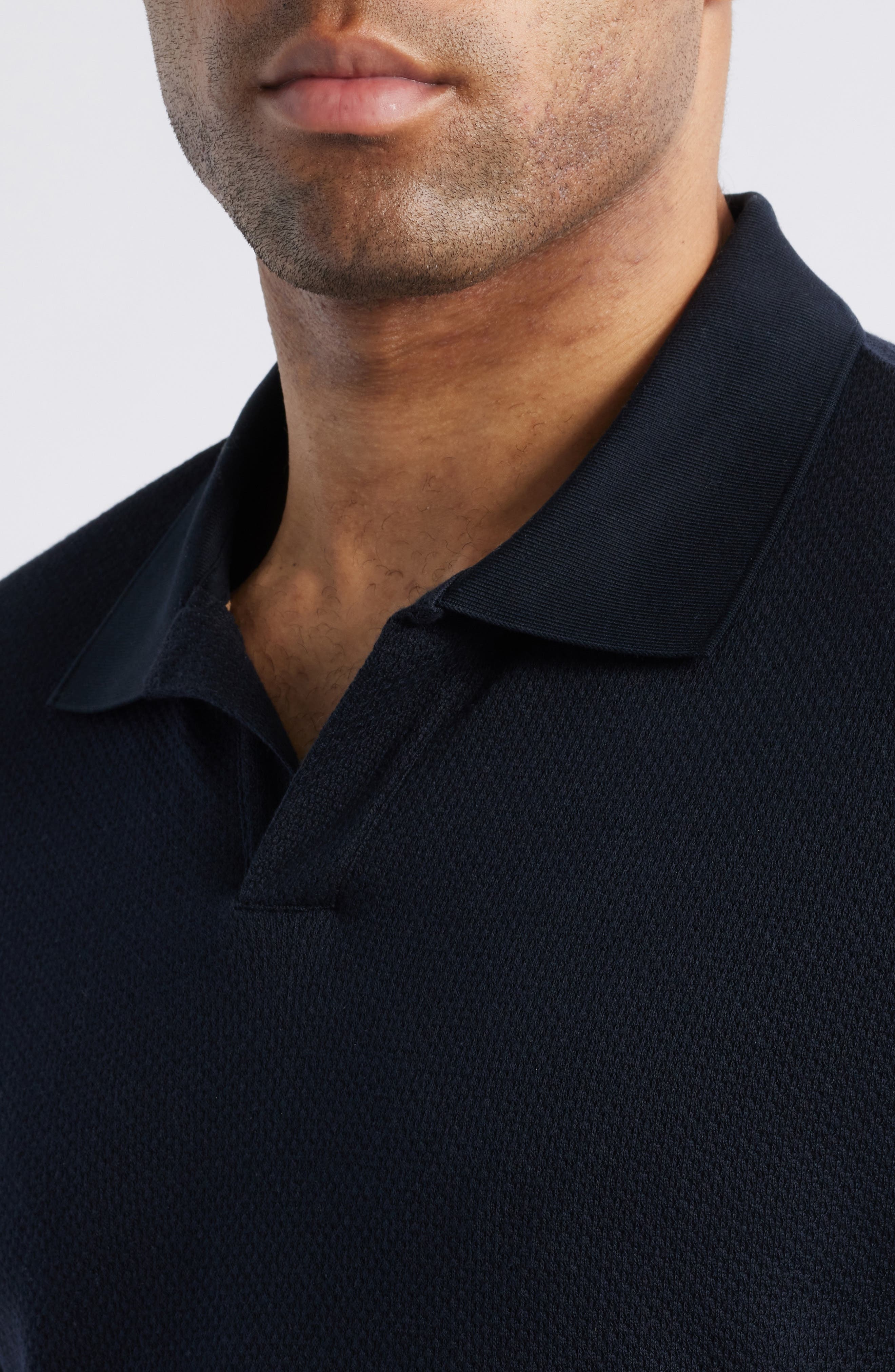 BOSS Parson Cotton & Silk Polo in Dark Blue at Nordstrom - 4