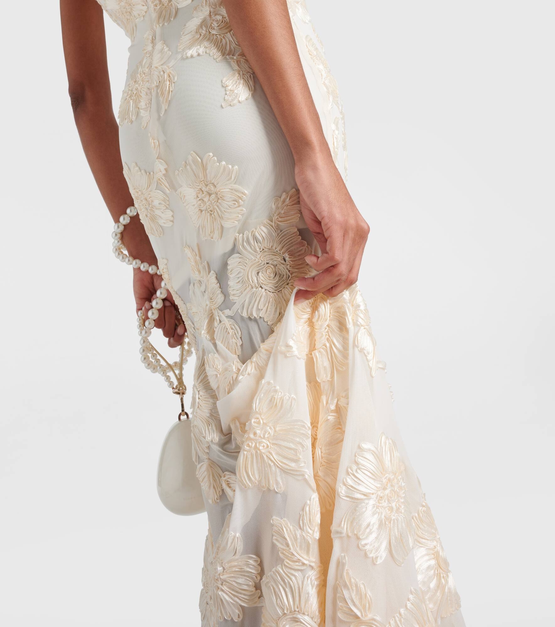 Bridal Alberty floral-appliqué mesh gown - 6