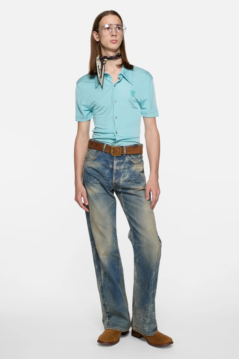 Acne Studios Logo button-up - Aqua blue outlook