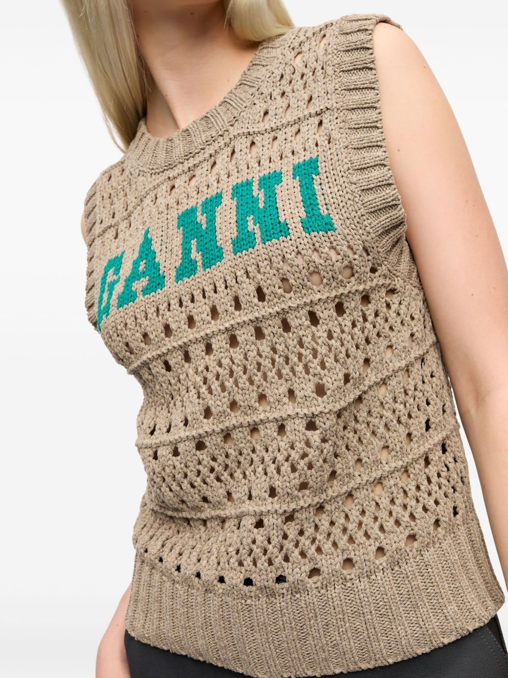 intarsia-knit logo top - 5