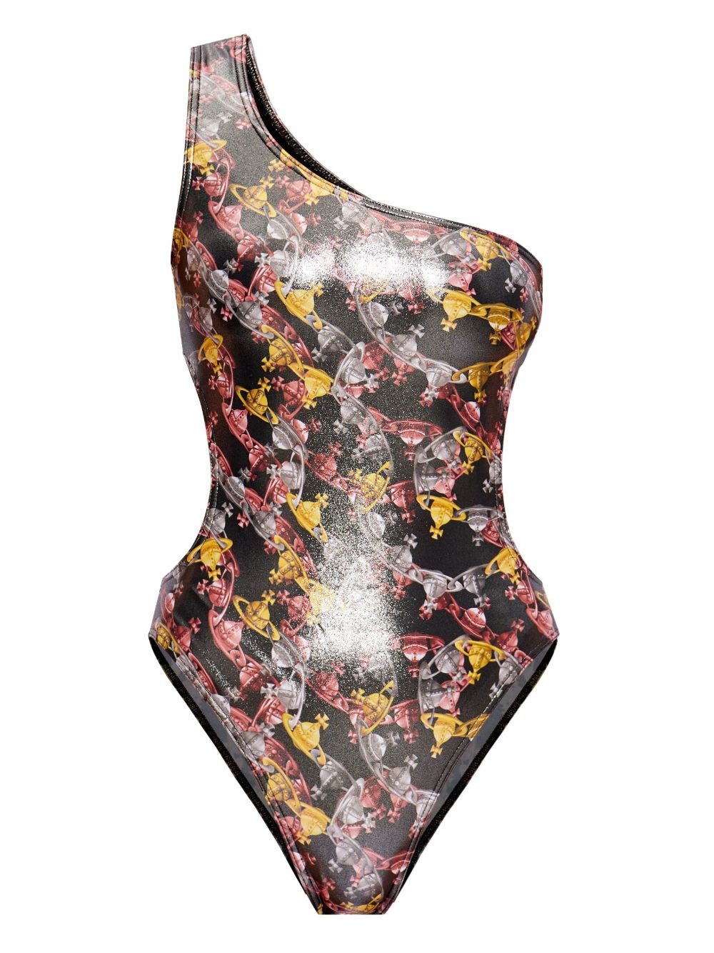 Orb logo-print laminated swimsuit - 1