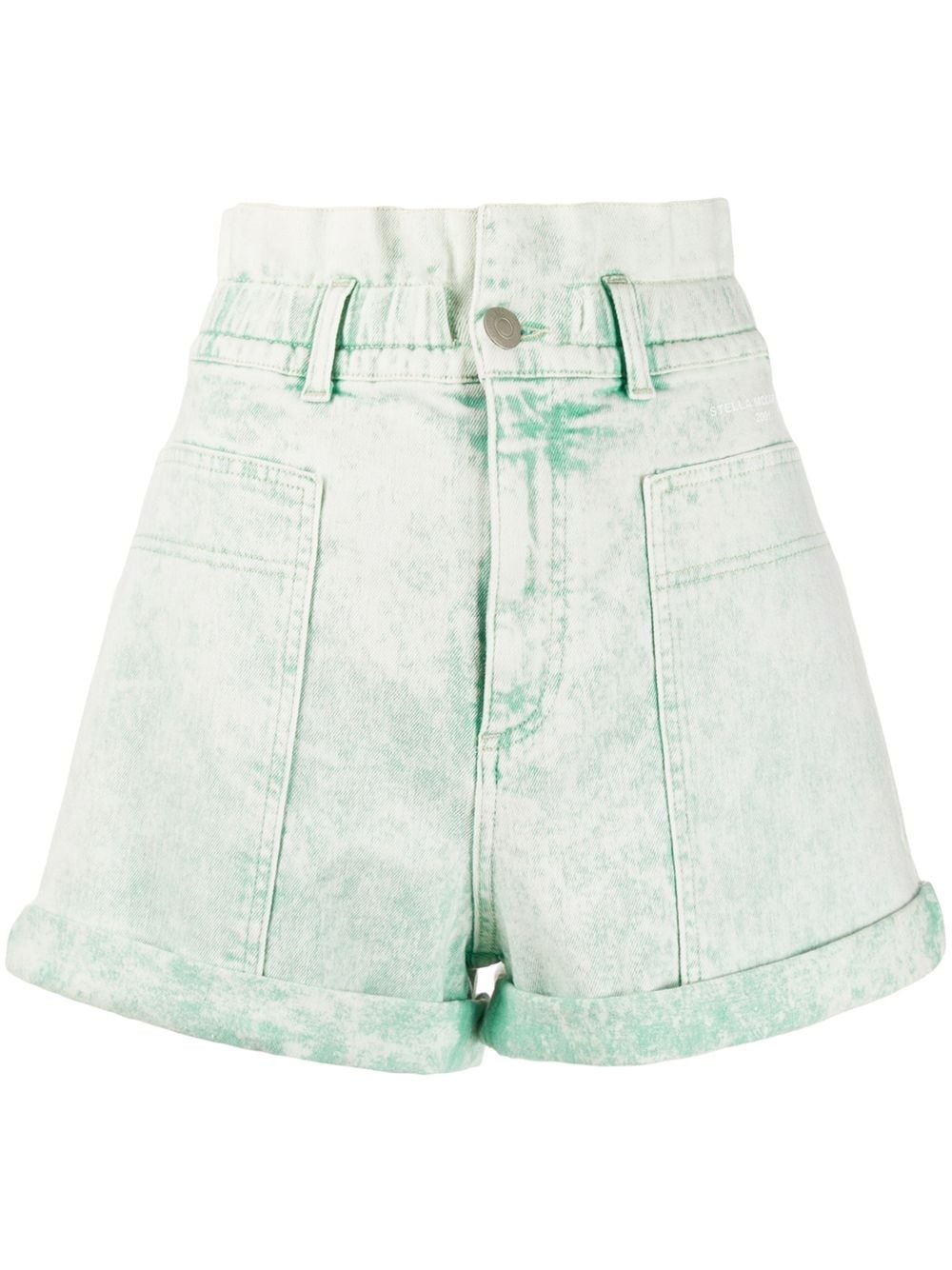 distressed high-rise denim shorts - 1