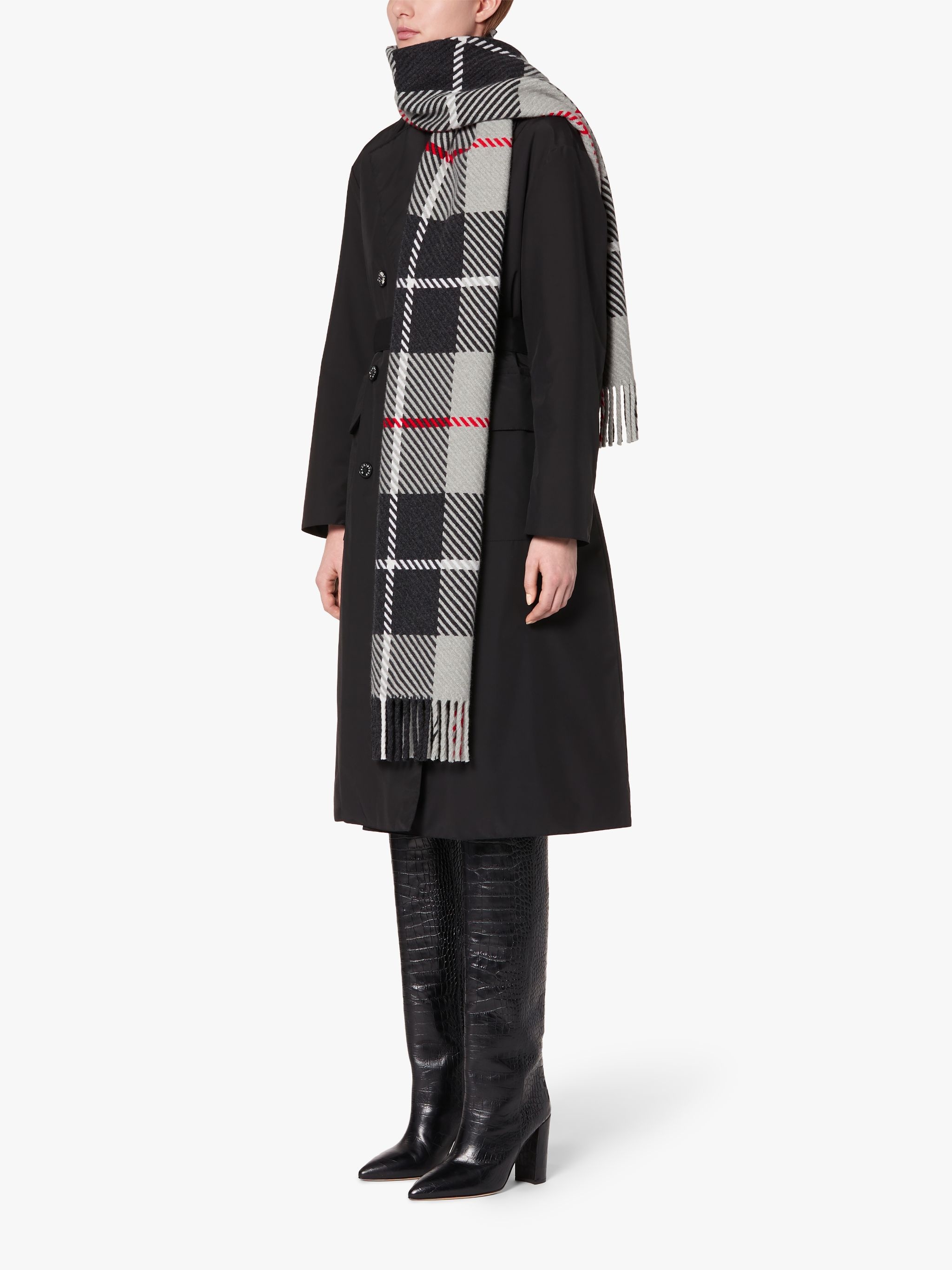 BARCLAY GREY CHECK MERINO WOOL & CASHMERE SCARF | ACC-022 - 5