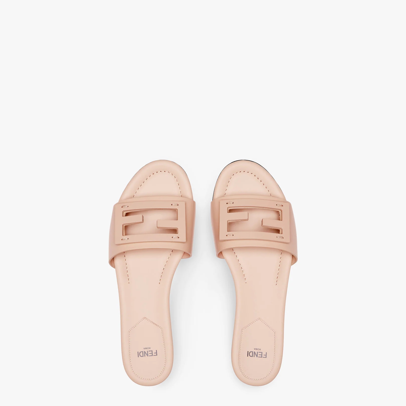 Pink leather slides - 4