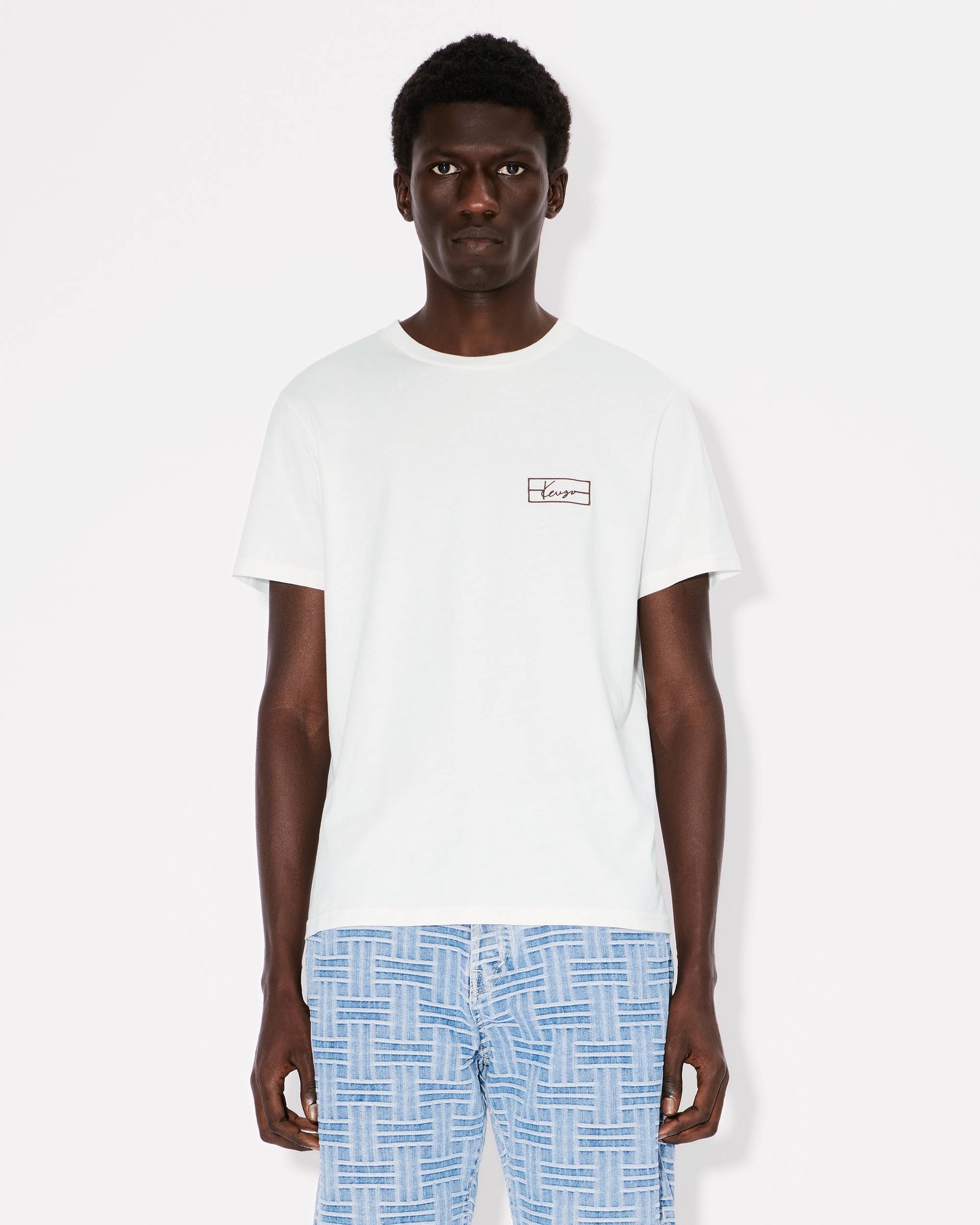 'KENZO Weave' embroidered slim T-shirt in cotton - 3