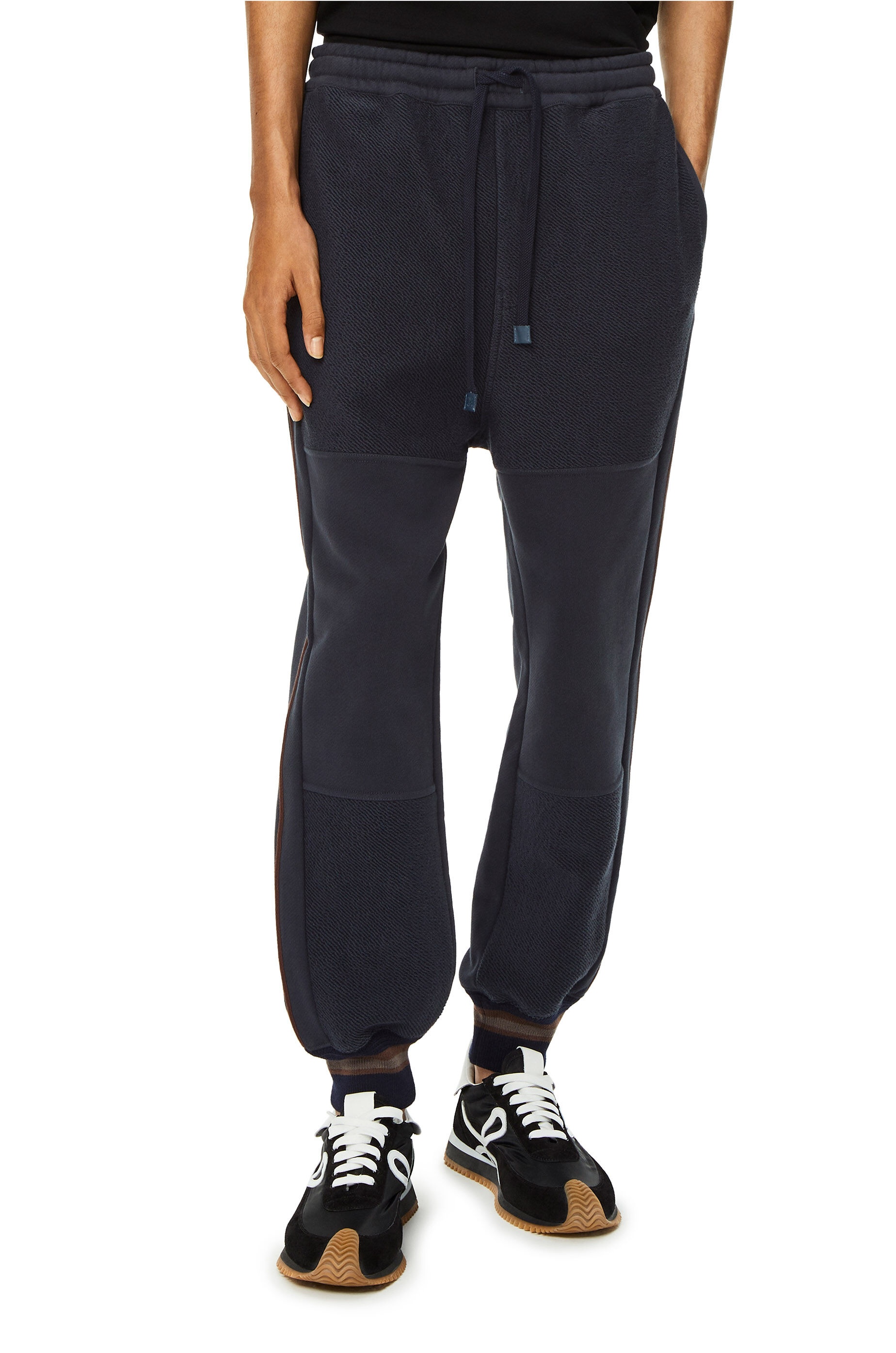 Contrasting rib jogging trousers in cotton - 3