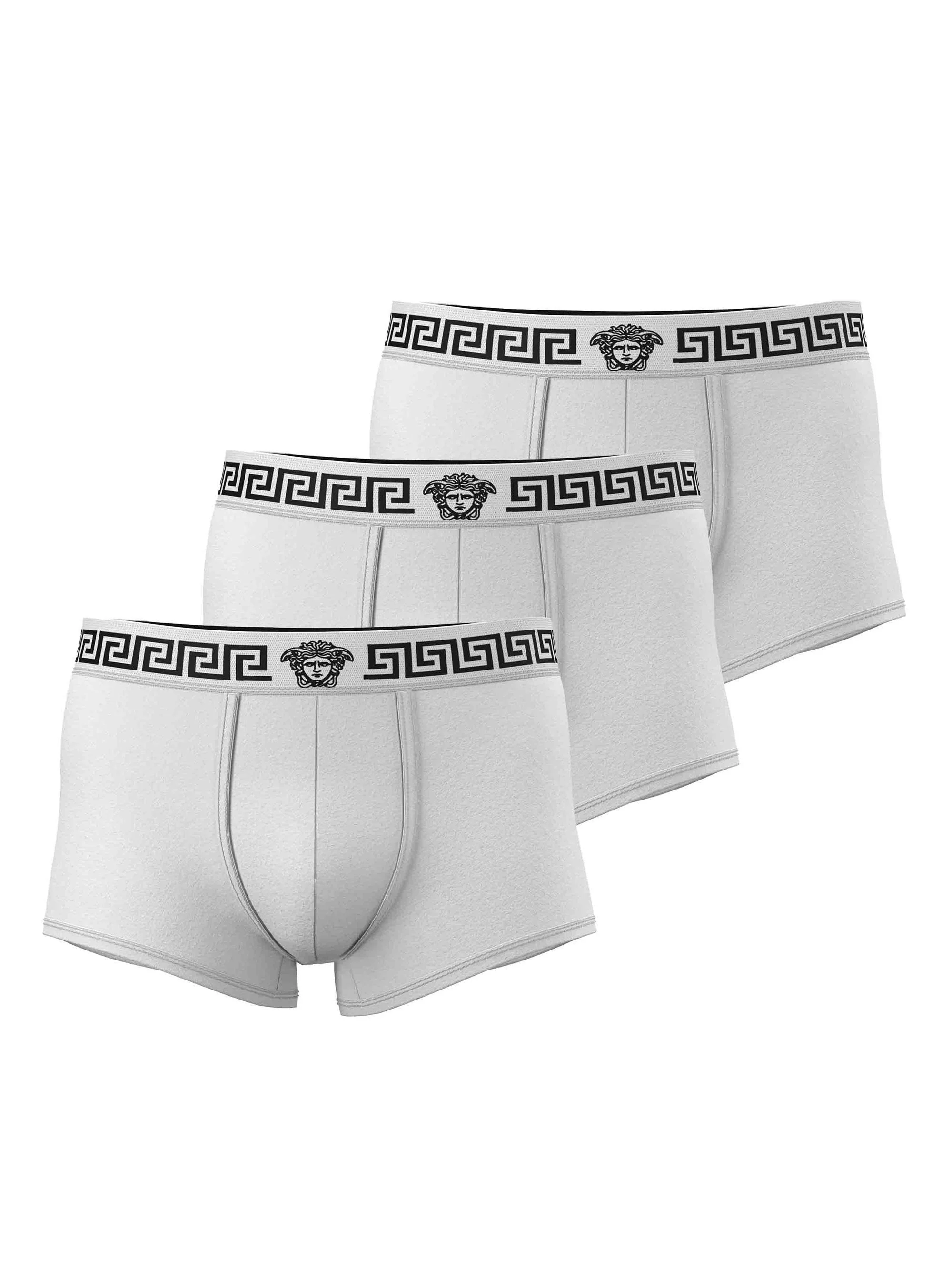 Men's 3-Pack Greca Medusa Head Cotton Jersey Trunk Briefs - Optical White - 1