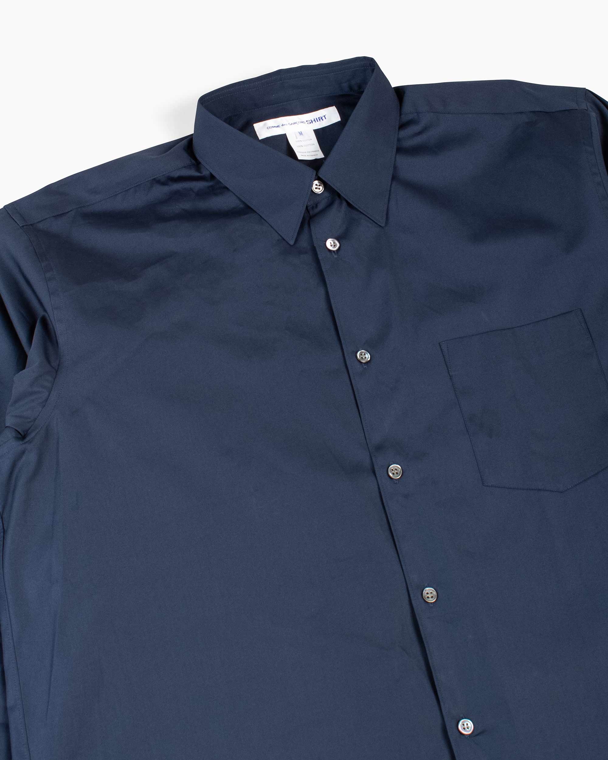 Wide Classic Big Collar Shirt Navy - 5
