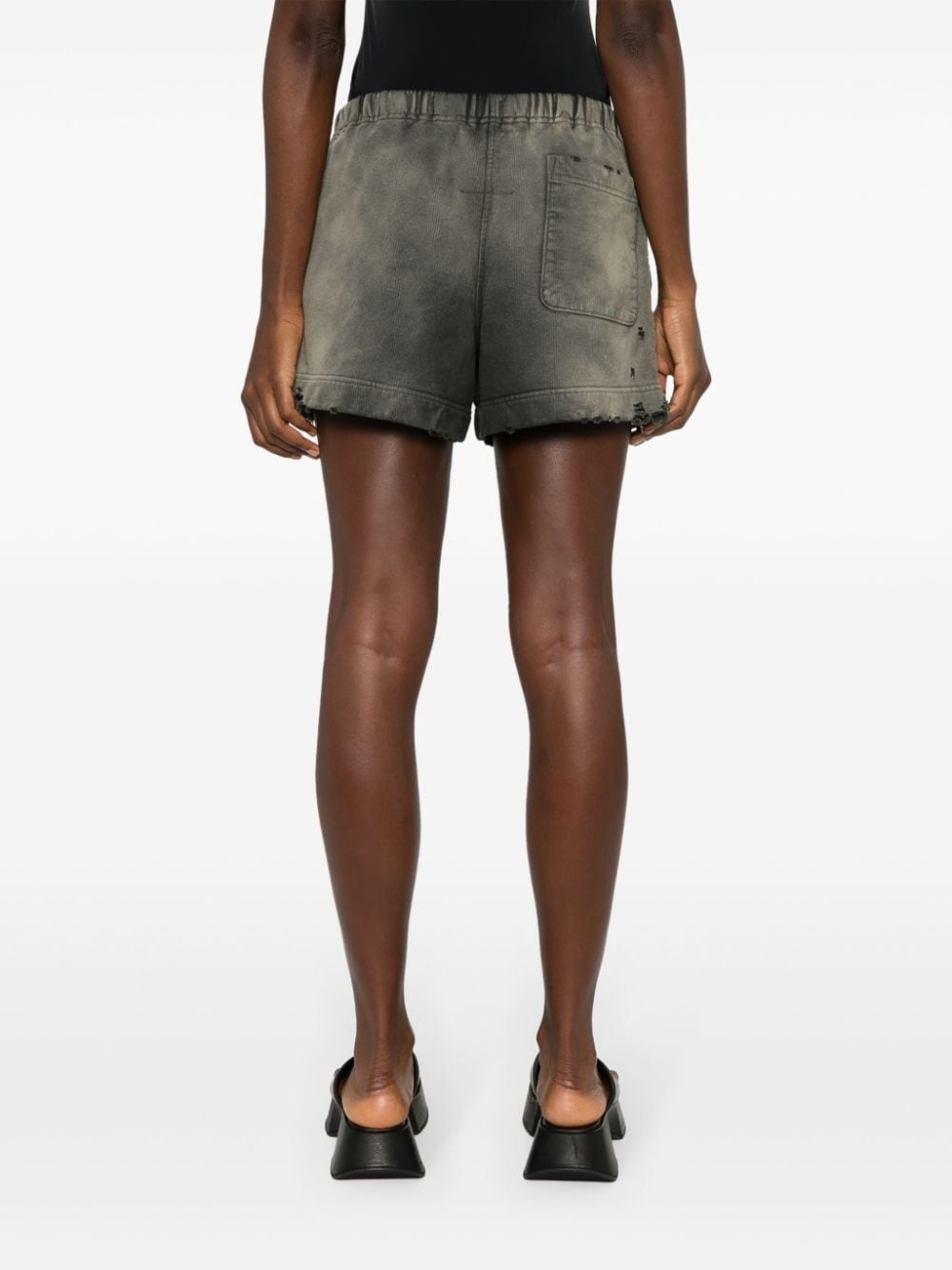 distressed cotton shorts - 4
