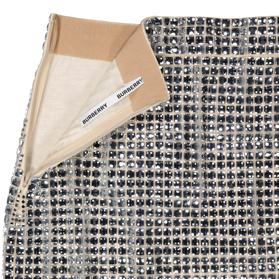 Burberry Ladies Pale Biscuit Crystal-Embellished Mini Skirt - 7