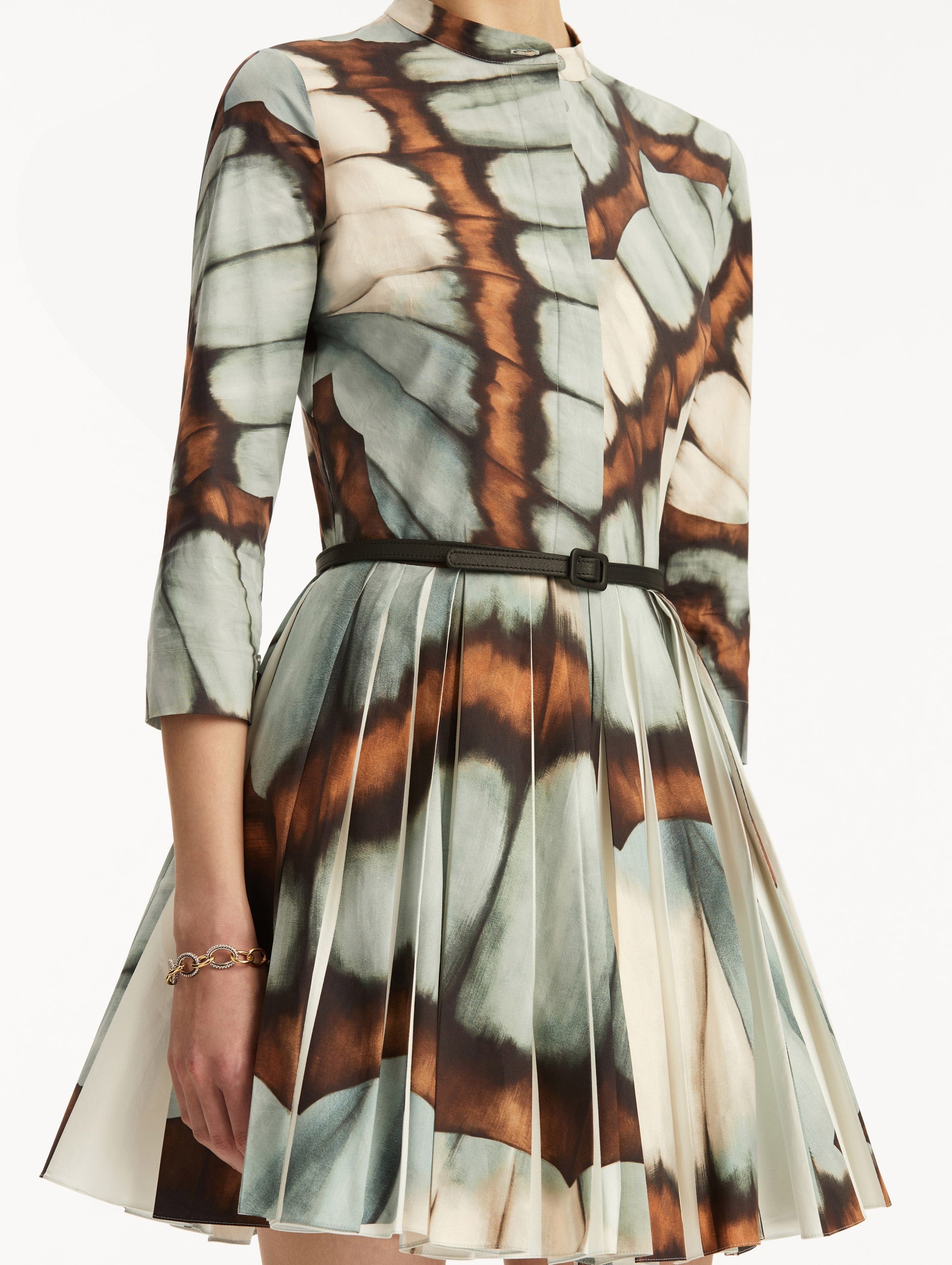 ABSTRACT BUTTERFLY COTTON POPLIN MINI DRESS - 5