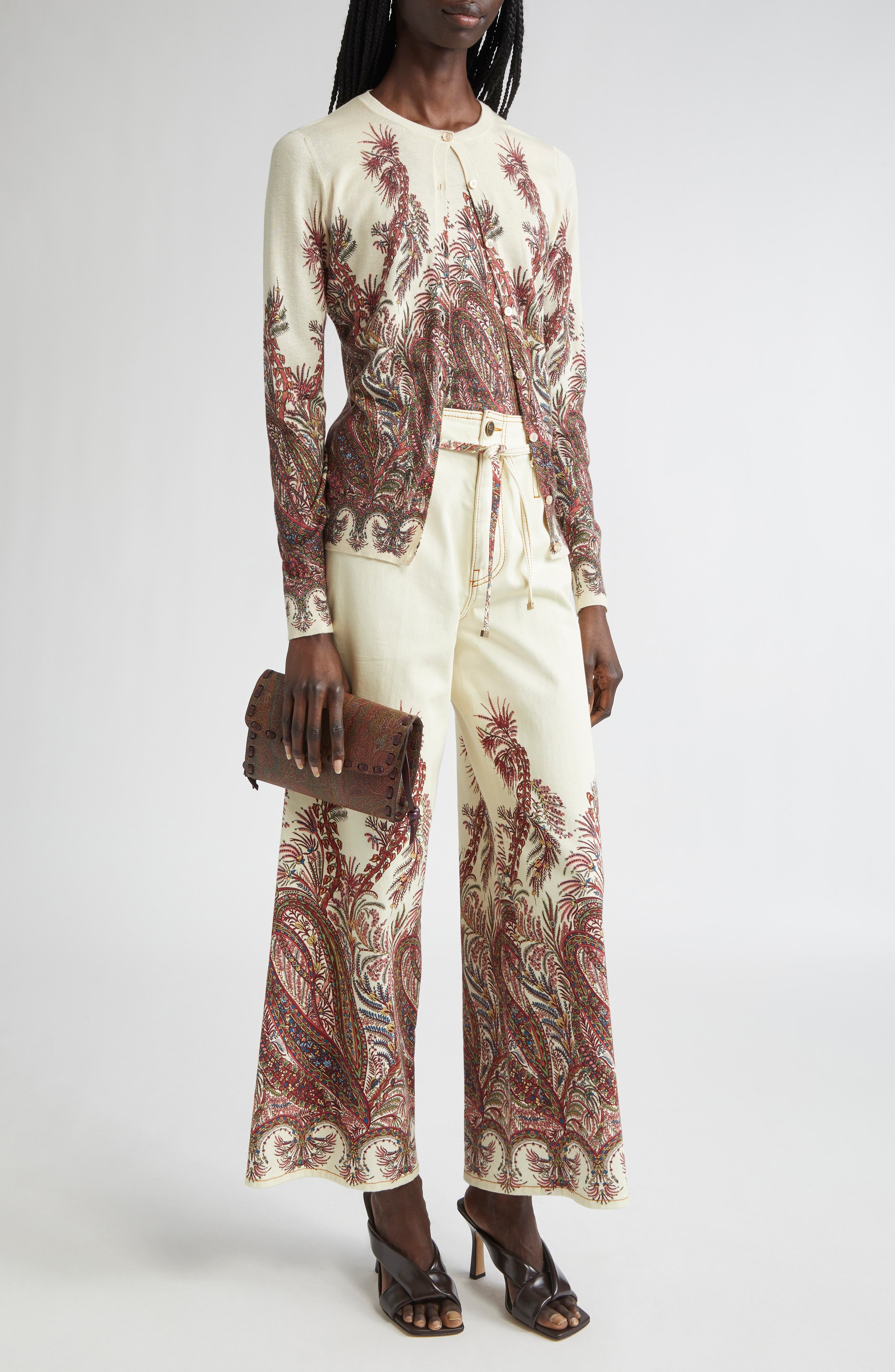 Etro Floral Paisley Silk & Cashmere Cardigan in Stampa F.do Bianco at Nordstrom - 2
