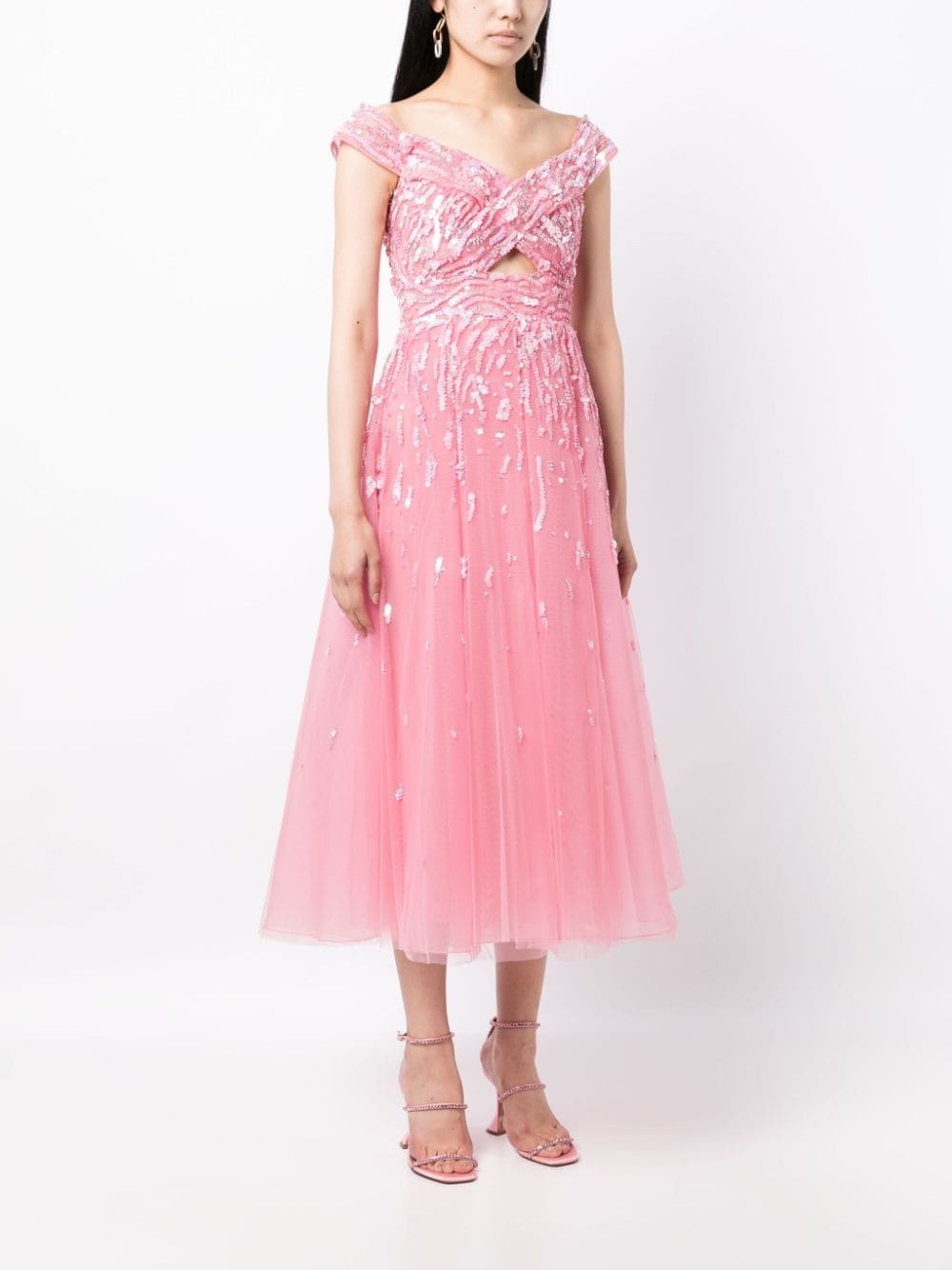 off-shoulder embellished gown - 3