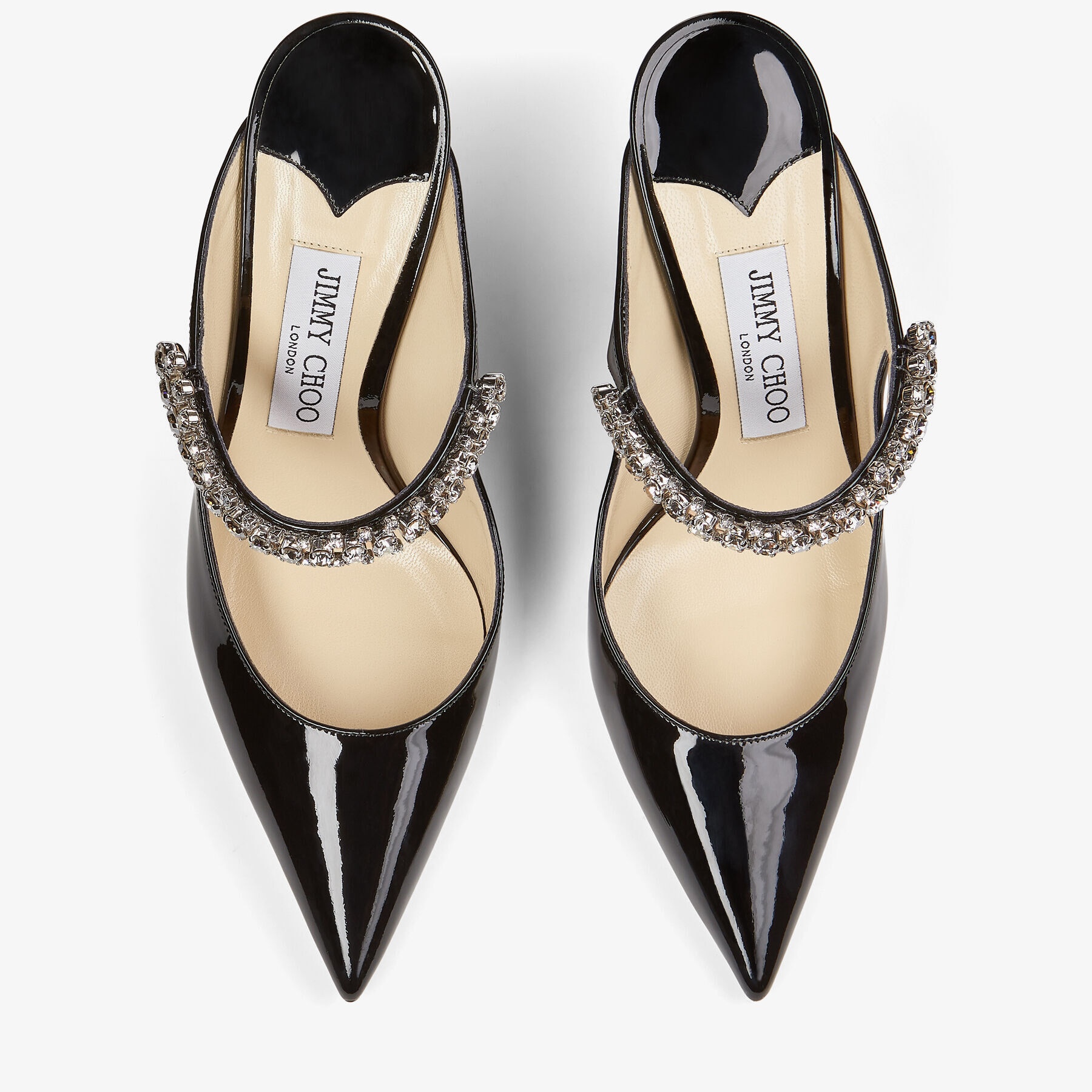 Bing 100
Black Patent Leather Mules with Crystal Strap - 4