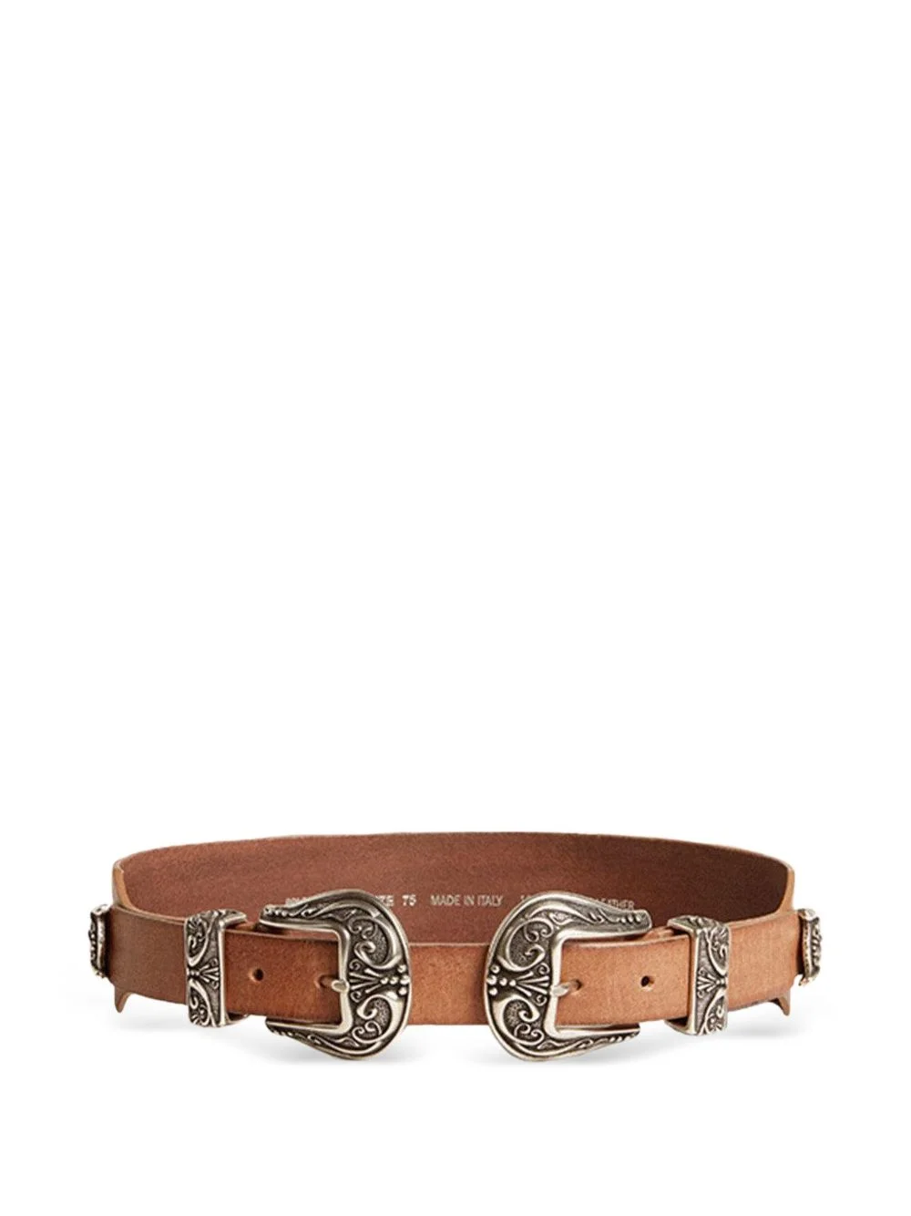 double-buckle leather belt - 1
