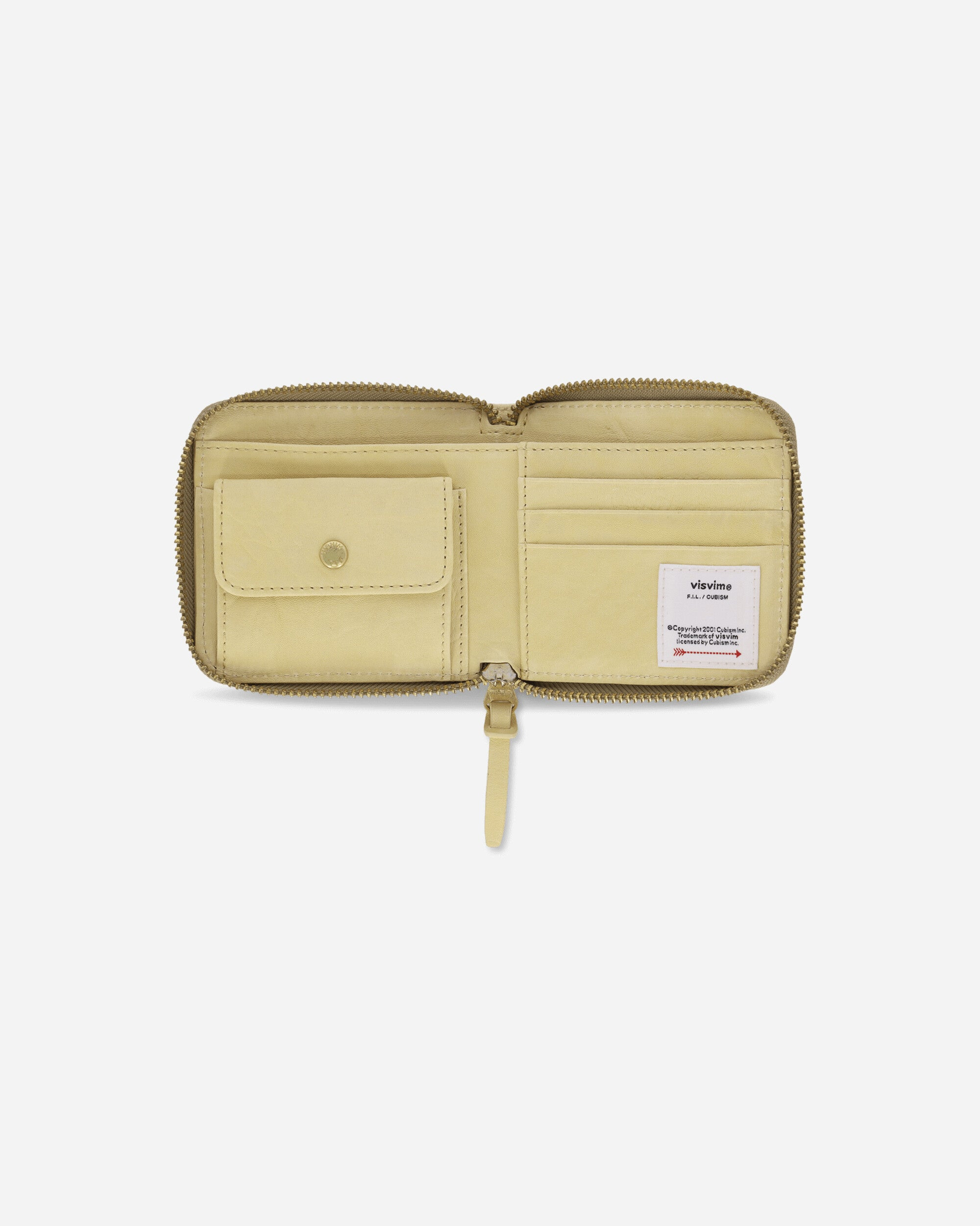 Leather Bi-Fold Wallet Beige - 3